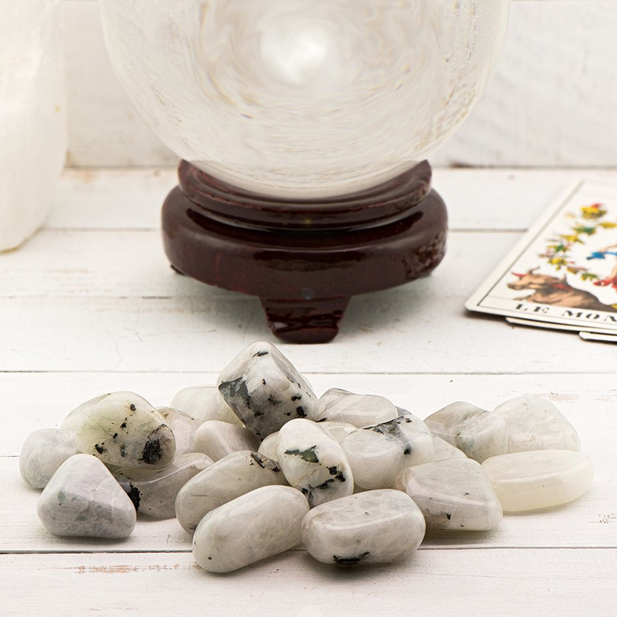 Rainbow Moonstone Crystal Natural Gemstone Tumbled Stone - 4