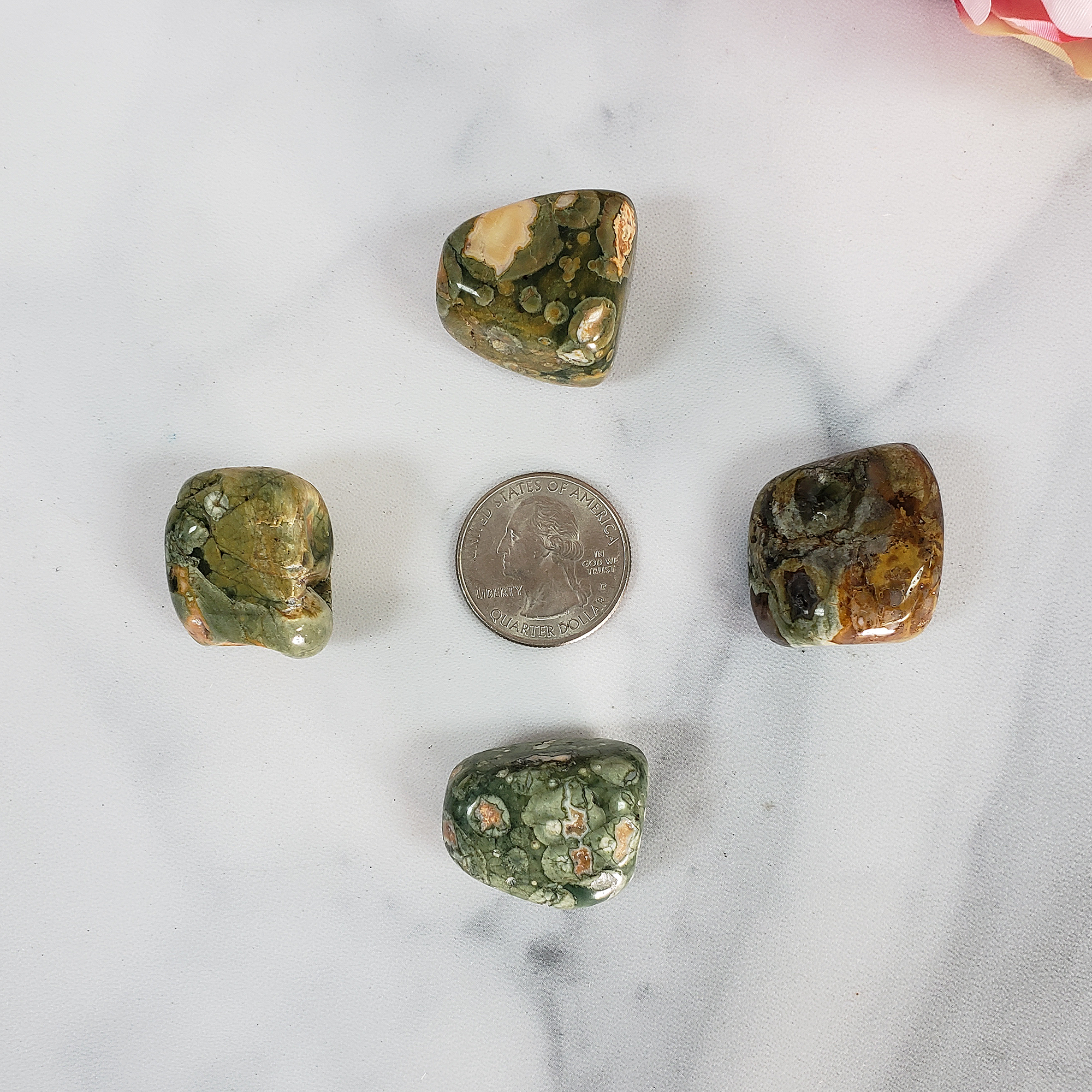 Green Rainforest Rhyolite Rock Natural Gemstone Tumbled Stone | One Stone - 2