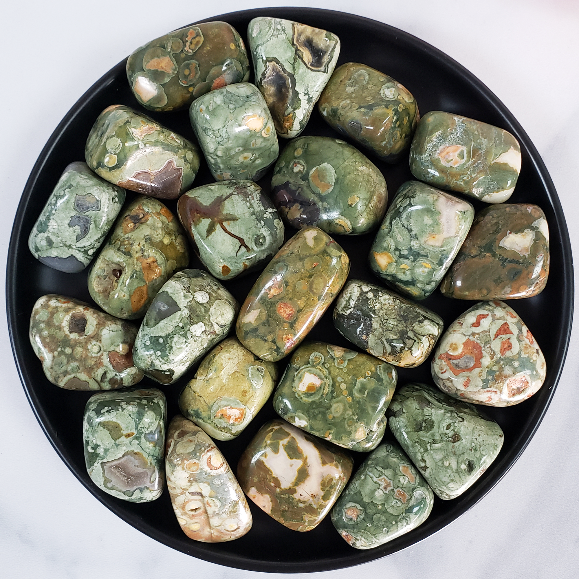 Green Rainforest Rhyolite Rock Natural Gemstone Tumbled Stone | One Stone