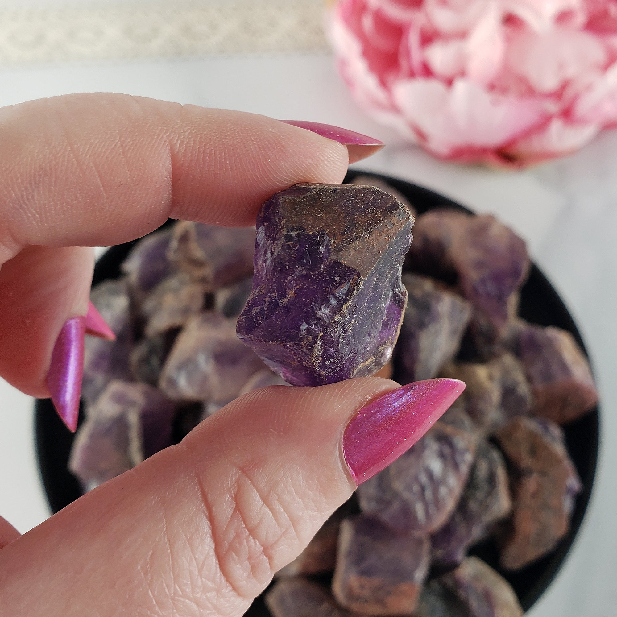 Raw Red Amethyst Crystals Natural Rough Gemstones - 5