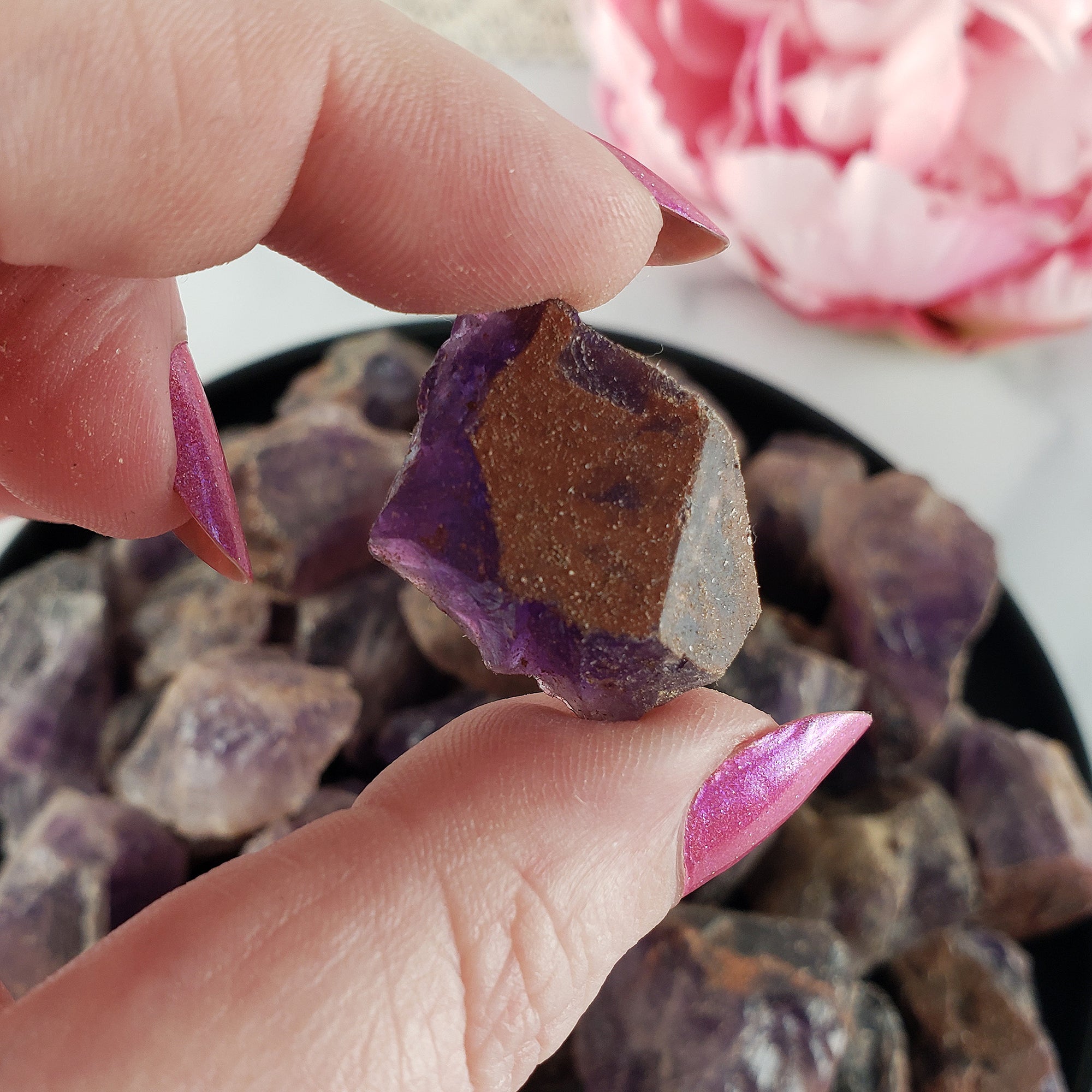 Raw Red Amethyst Crystals Natural Rough Gemstones - 3