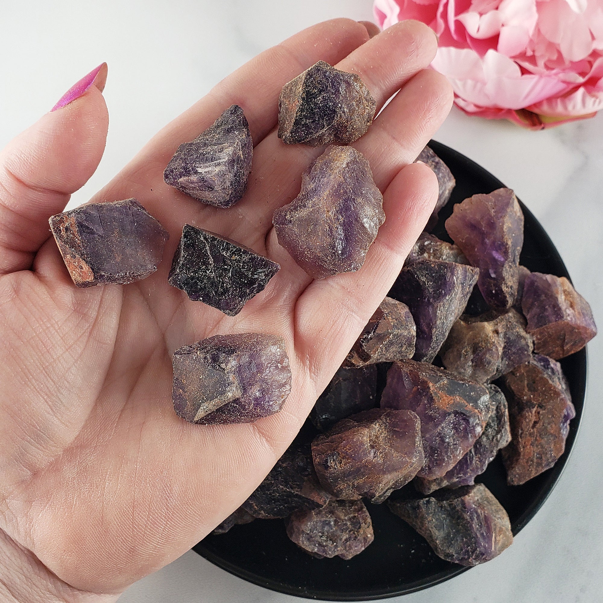 Raw Red Amethyst Crystals Natural Rough Gemstones - 4