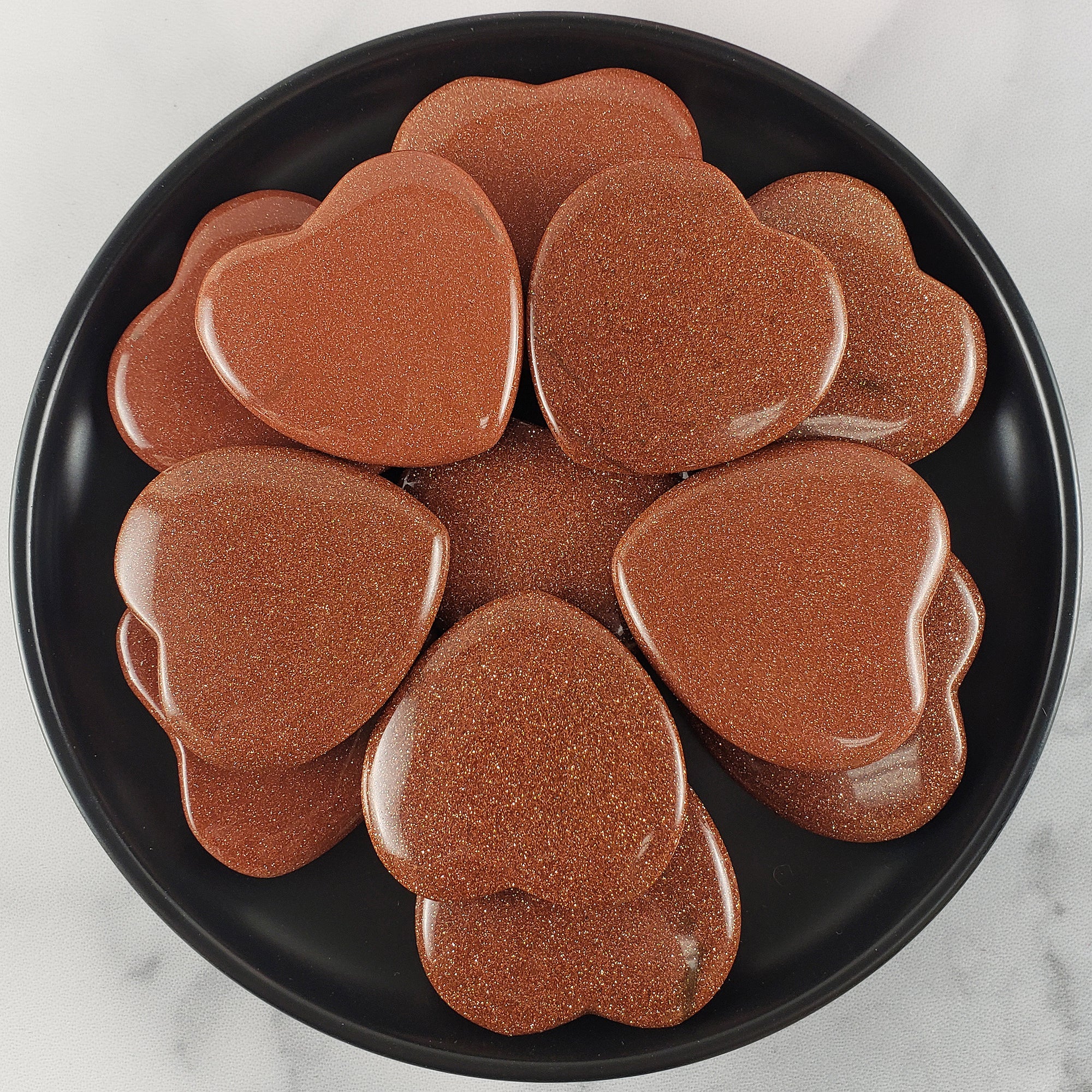 Red Goldstone Crystal Heart Carving Manmade Gemstone