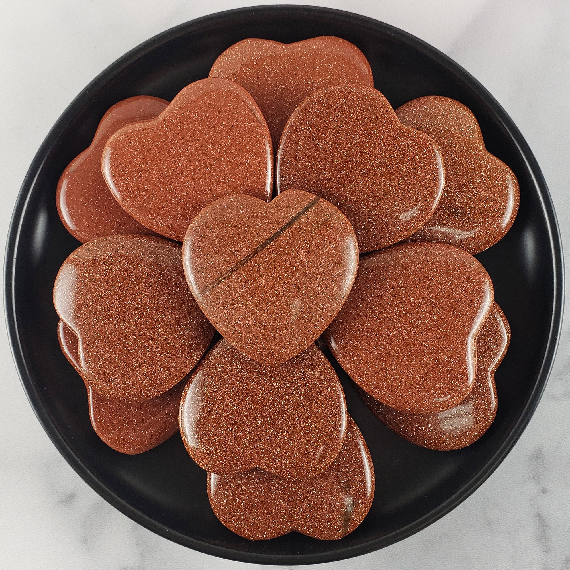 Red Goldstone Crystal Heart Carving Manmade Gemstone - 19