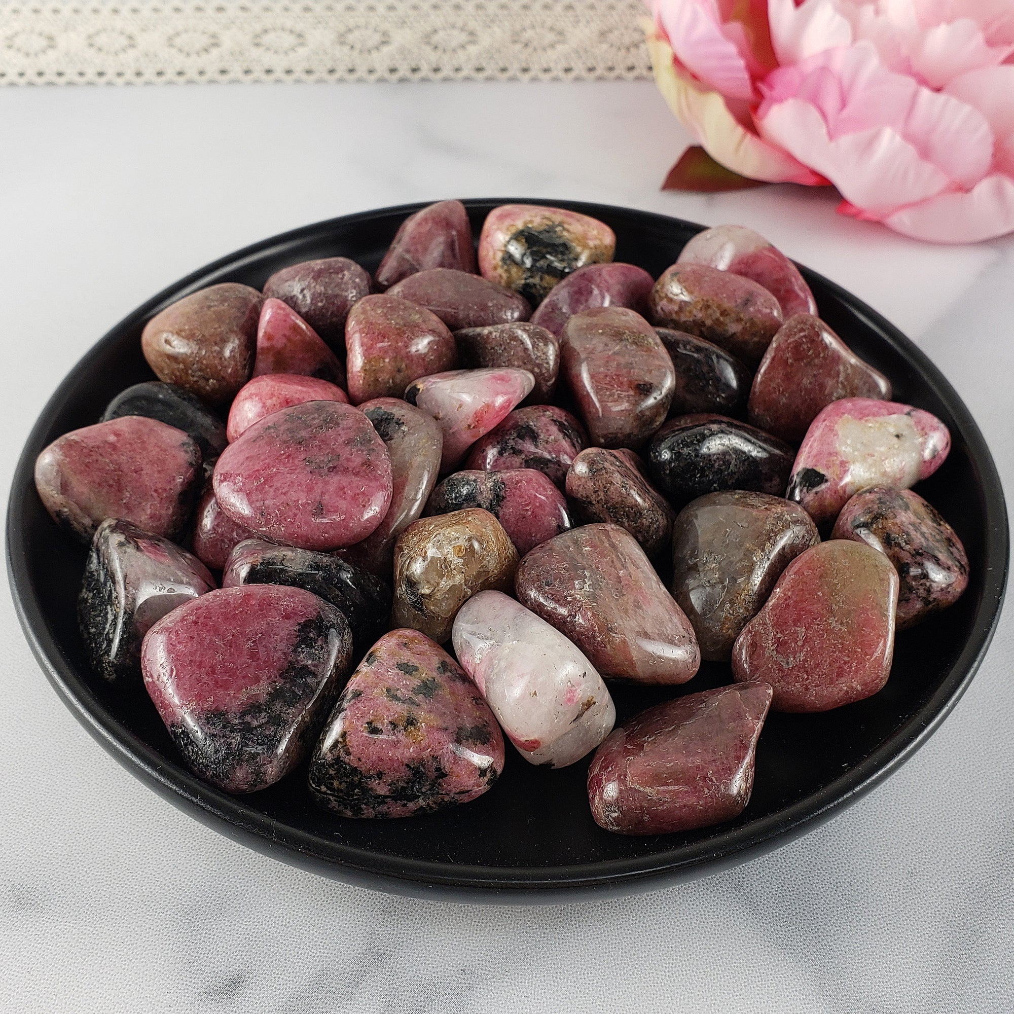 Rhodonite Crystal Natural Gemstone Freeform Tumbled Stone - 7