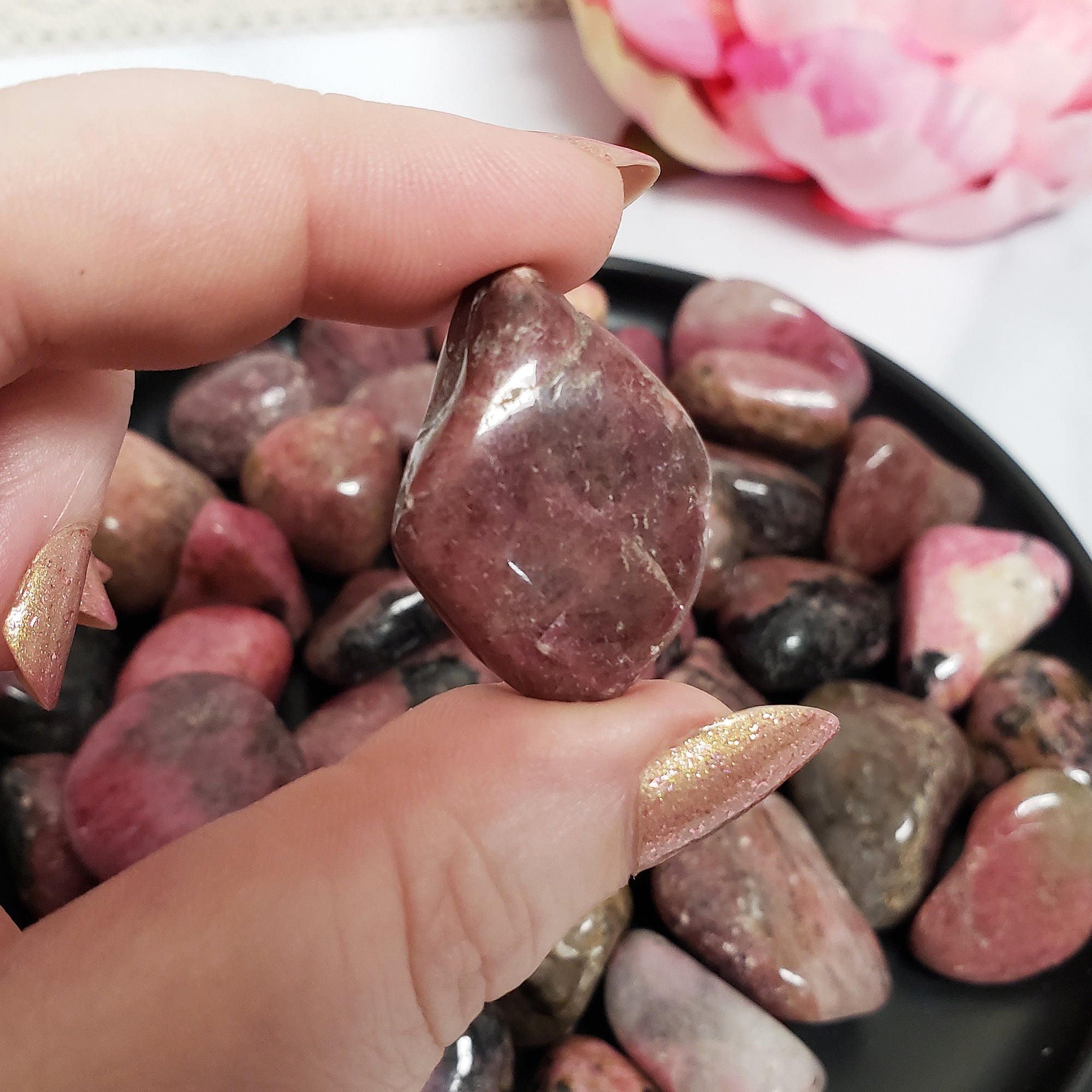 Rhodonite Crystal Natural Gemstone Freeform Tumbled Stone - 4