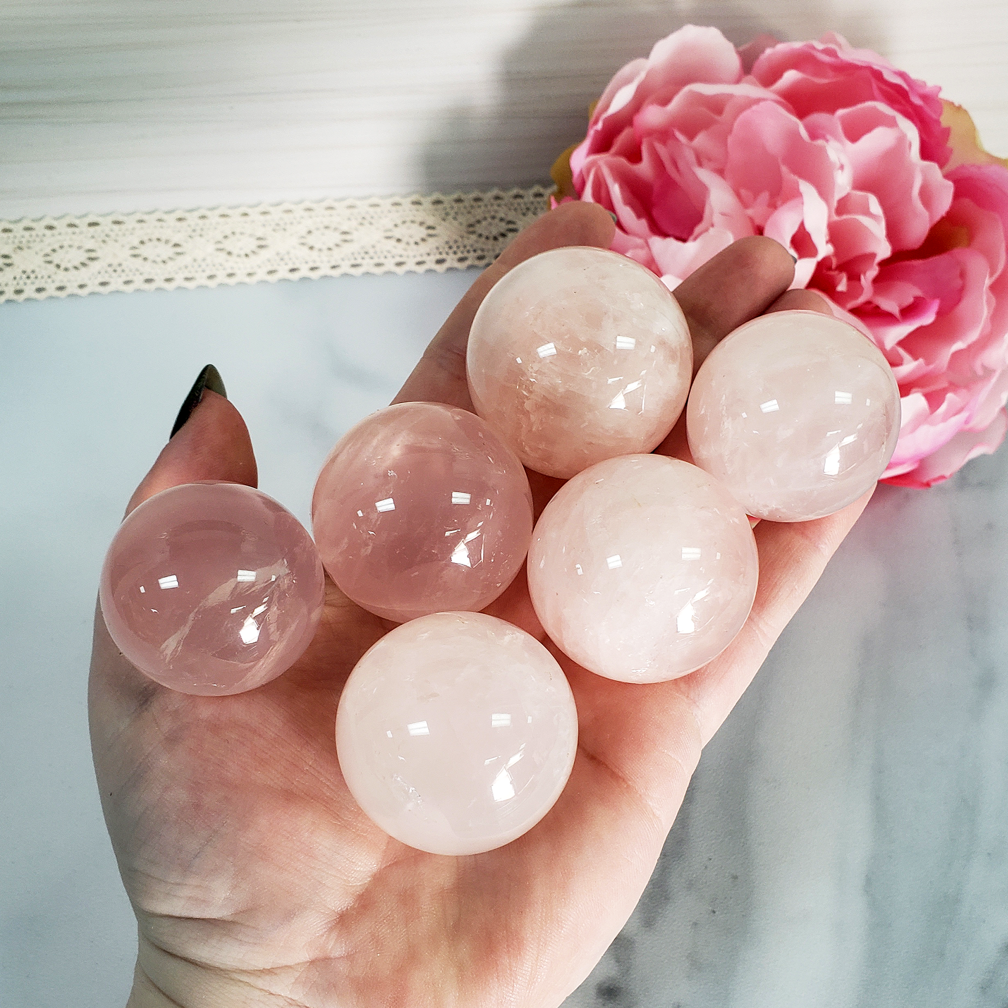 Rose Quartz Crystal Sphere Natural Gemstone Orb | 30 - 35mm - 2