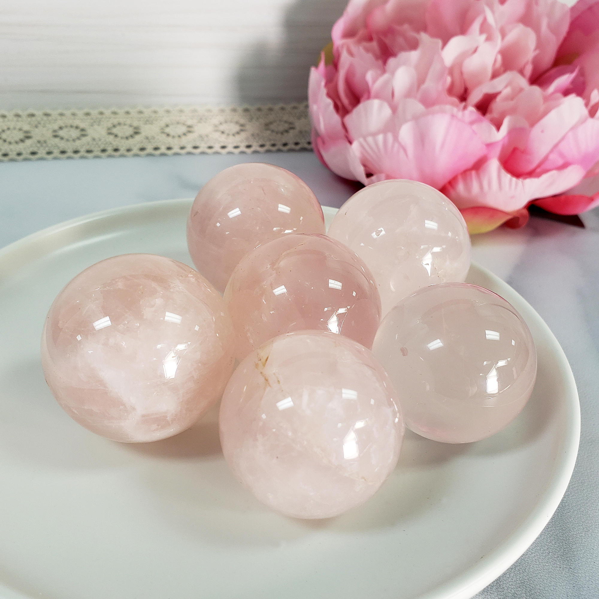 Rose Quartz Crystal Sphere Natural Gemstone Orb | 30 - 35mm - 1