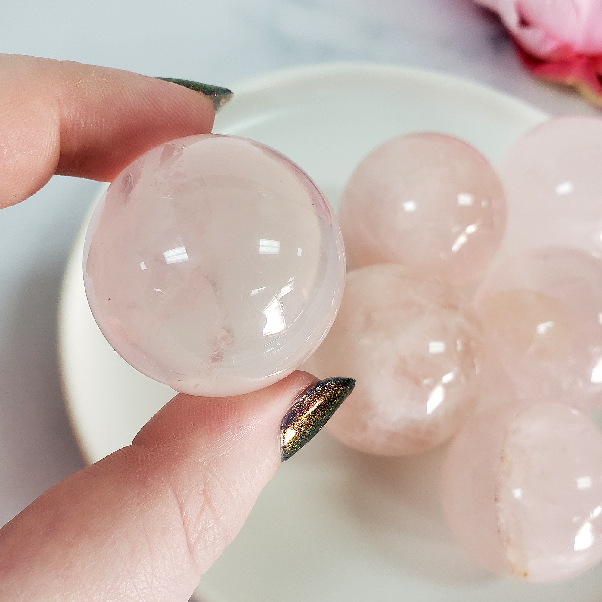 Rose Quartz Crystal Sphere Natural Gemstone Orb | 30 - 35mm - 4