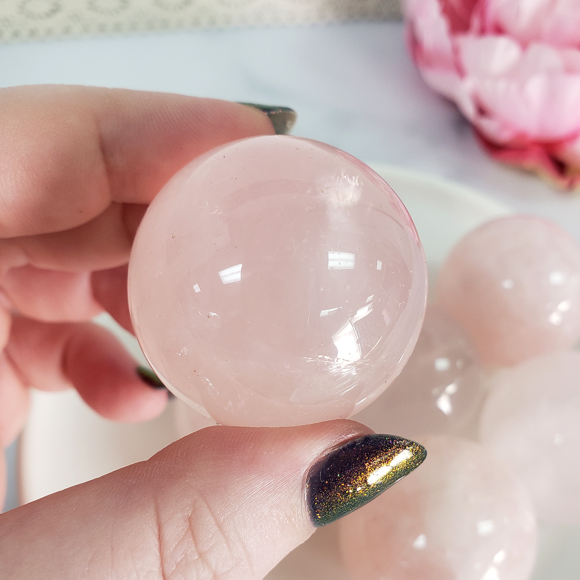 Rose Quartz Crystal Sphere Natural Gemstone Orb | 30 - 35mm - 6