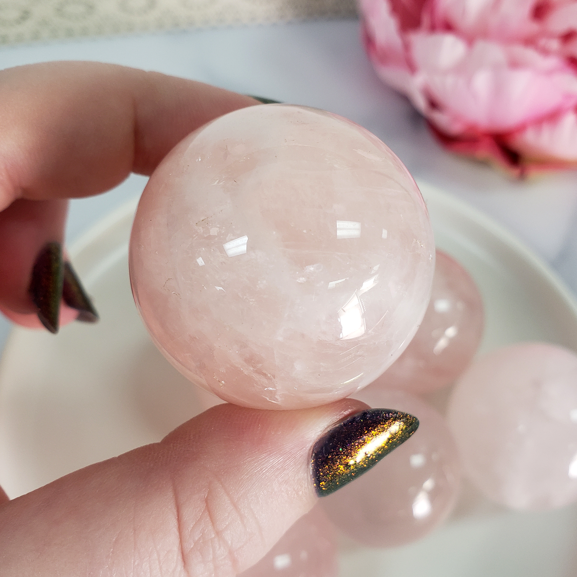 Rose Quartz Crystal Sphere Natural Gemstone Orb | 30 - 35mm - 7