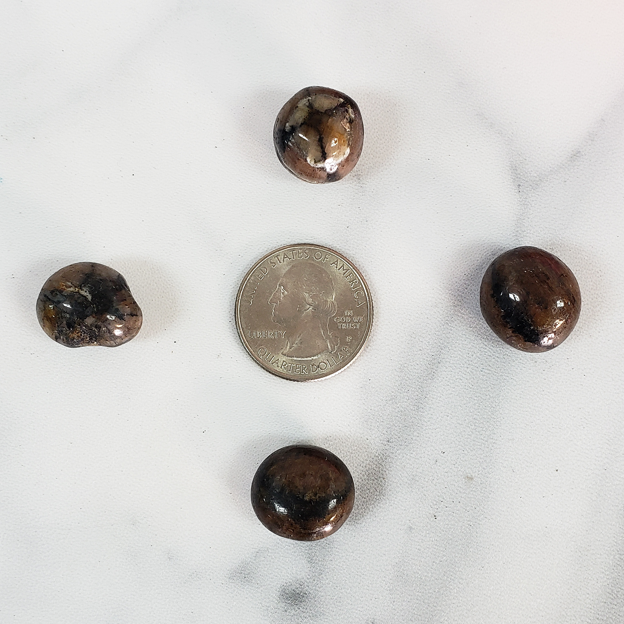 Andalusite Chiastolite Gemstone Natural Crystal Rounded Tumbled Stones | TRIO - 3