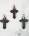 Stylized Hematite Stone Cross Pendant Natural Gemstone Pendant - 1