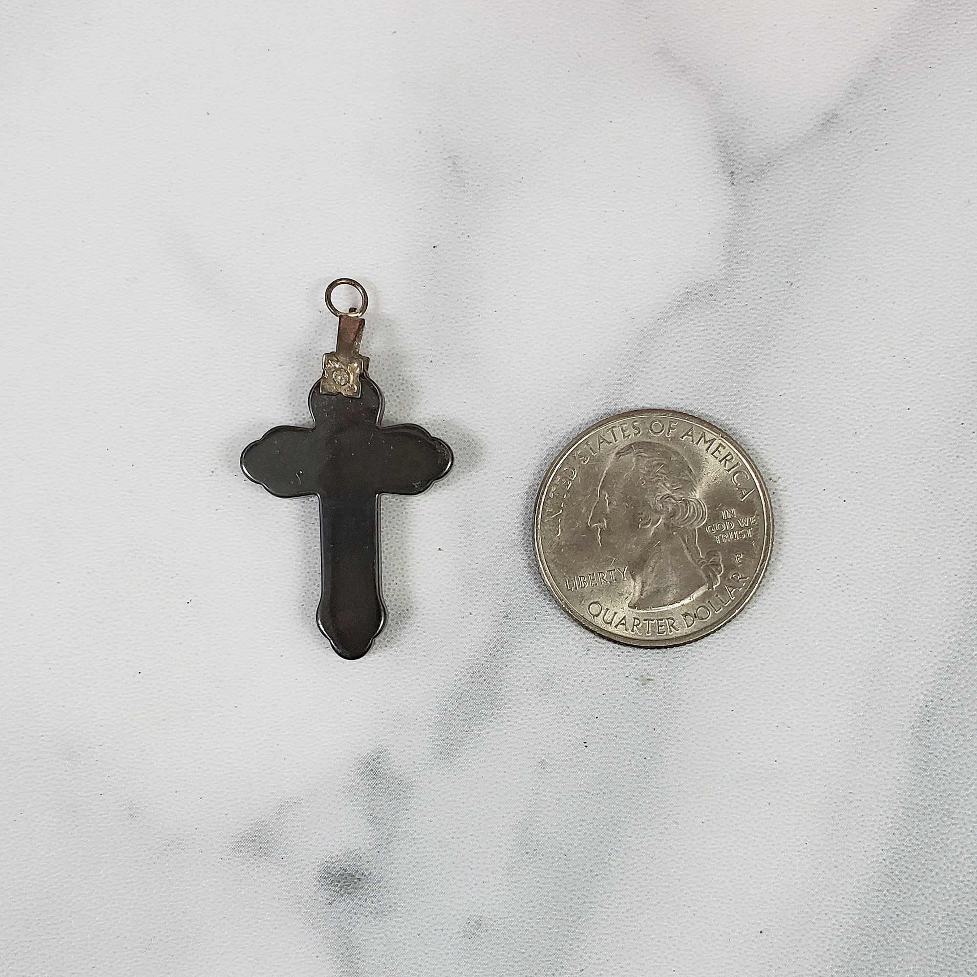 Stylized Hematite Stone Cross Pendant Natural Gemstone Pendant - 2