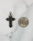 Stylized Hematite Stone Cross Pendant Natural Gemstone Pendant - 2