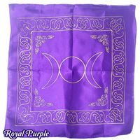 Triple Moon Cleansing Gift Set - Selenite Tower, White Sage, Altar Cloth, & Smudge Pot - Royal Purple Altar Cloth