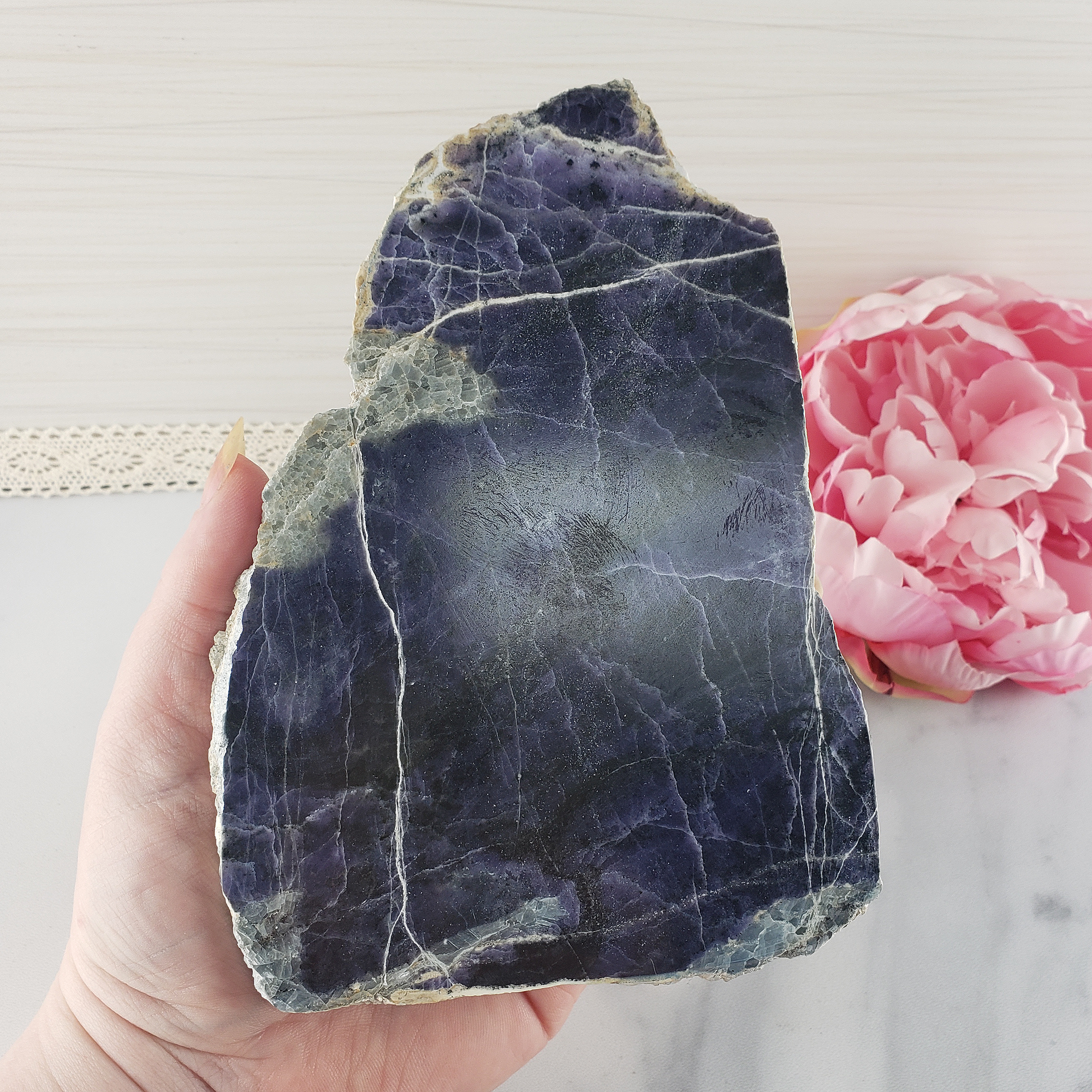 Unique Morado Opal Stone Slab Natural Crystal Slice with Polished Face | Royal - 2