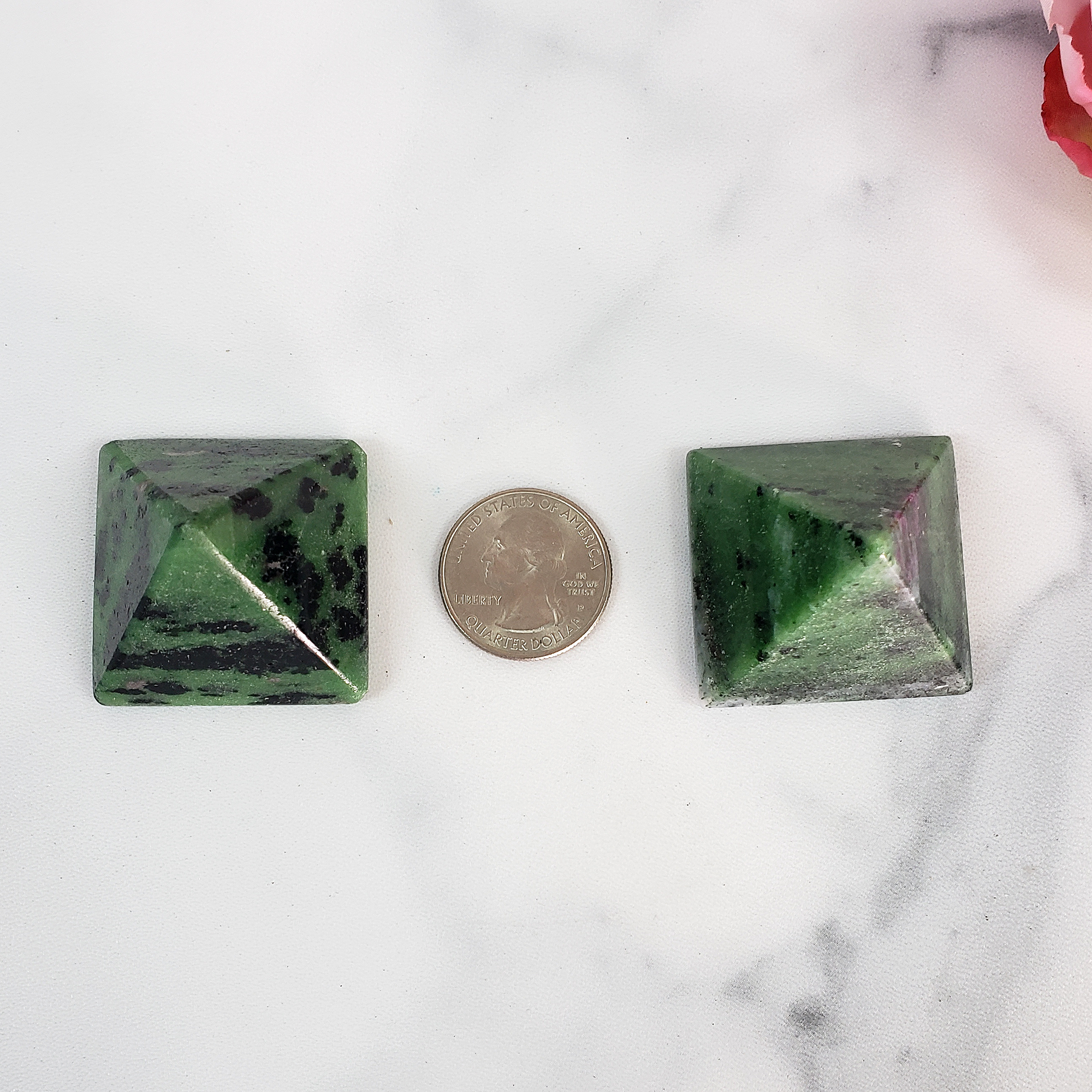 Ruby Zoisite Stone Natural Gemstone Crystal Pyramid | 30-35mm - 3