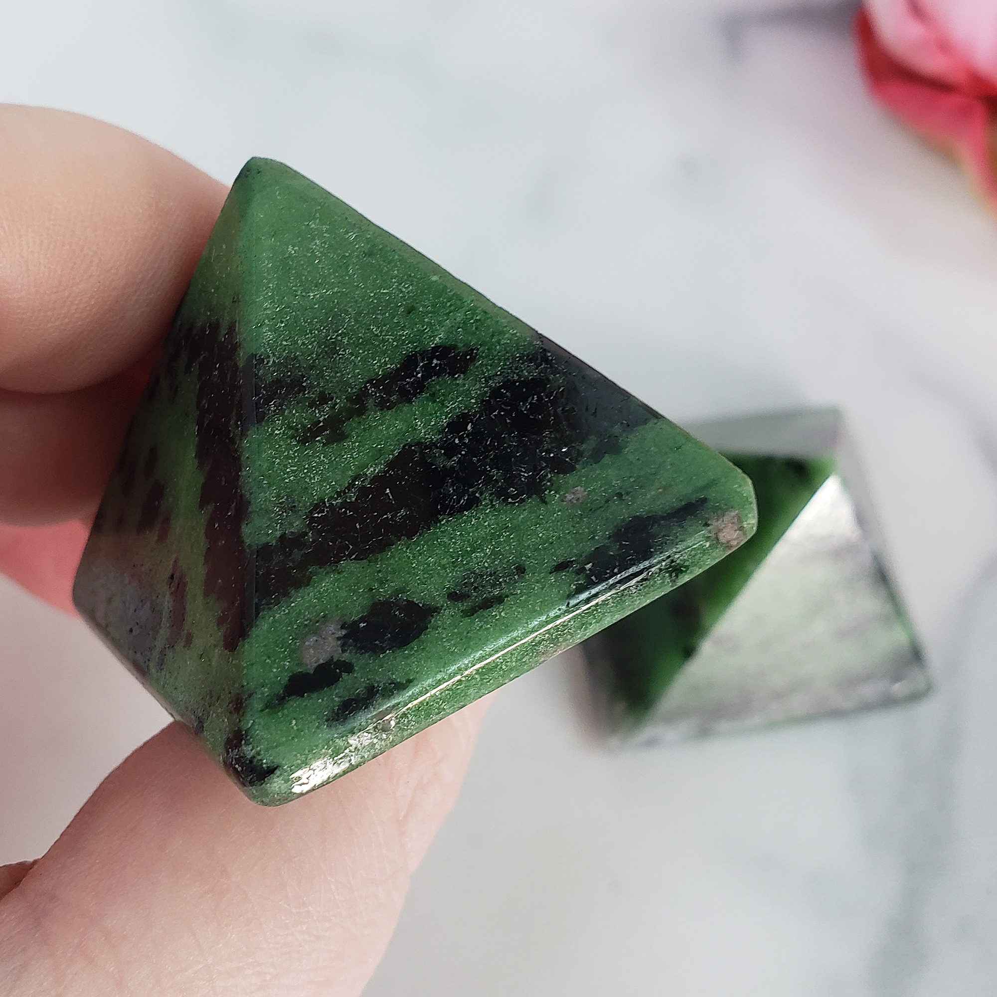 Ruby Zoisite Stone Natural Gemstone Crystal Pyramid | 30-35mm - 5