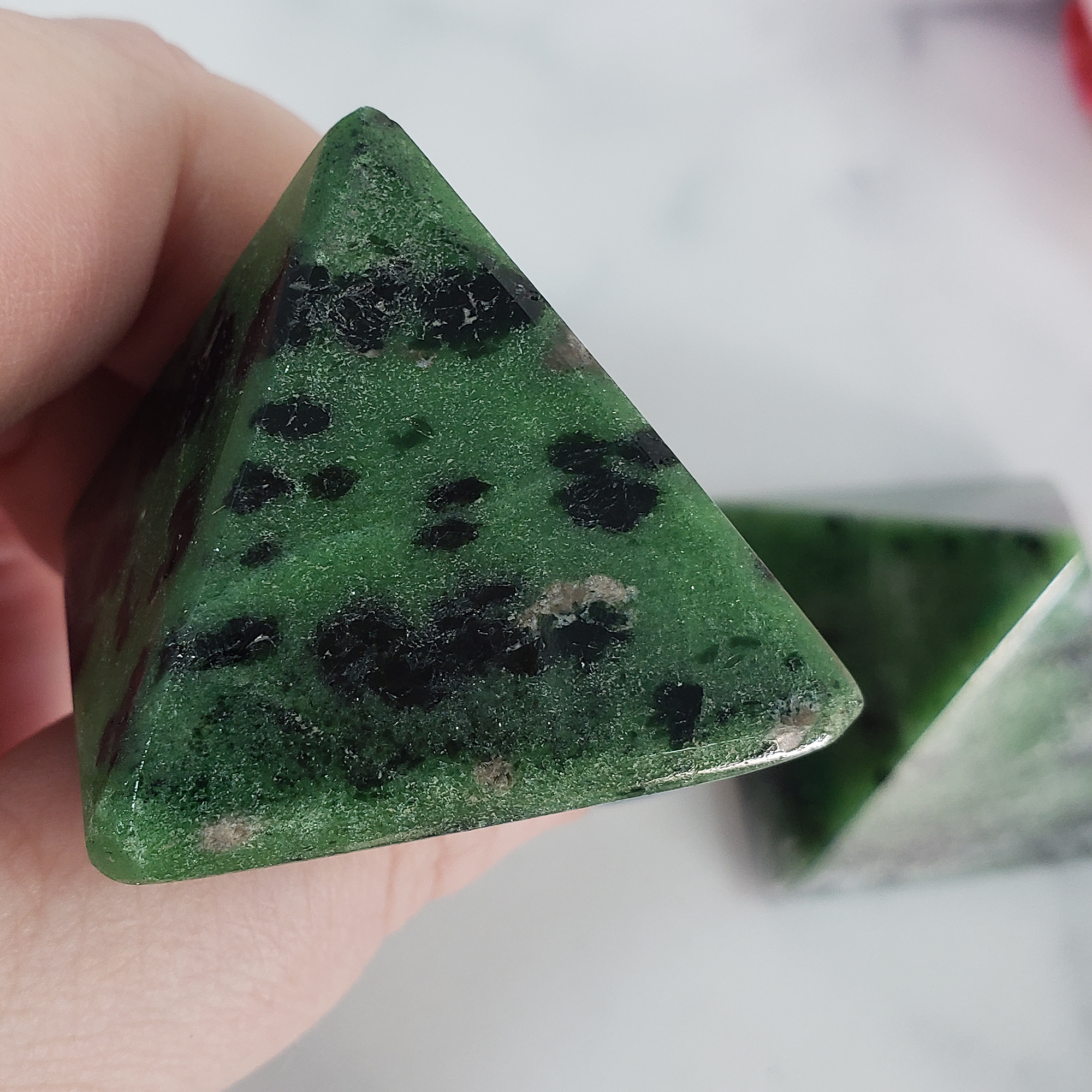 Ruby Zoisite Stone Natural Gemstone Crystal Pyramid | 30-35mm - 1