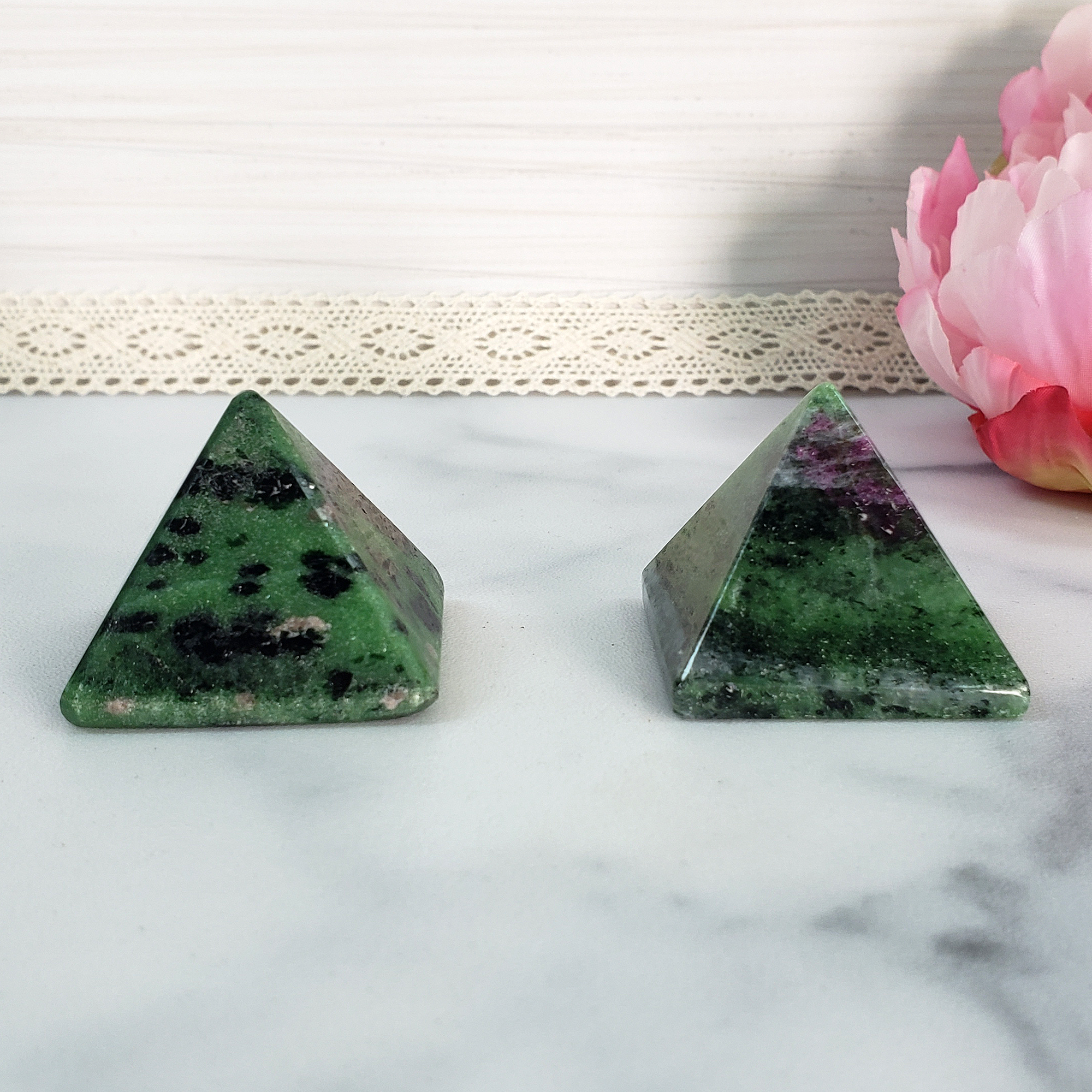 Ruby Zoisite Stone Natural Gemstone Crystal Pyramid | 30-35mm