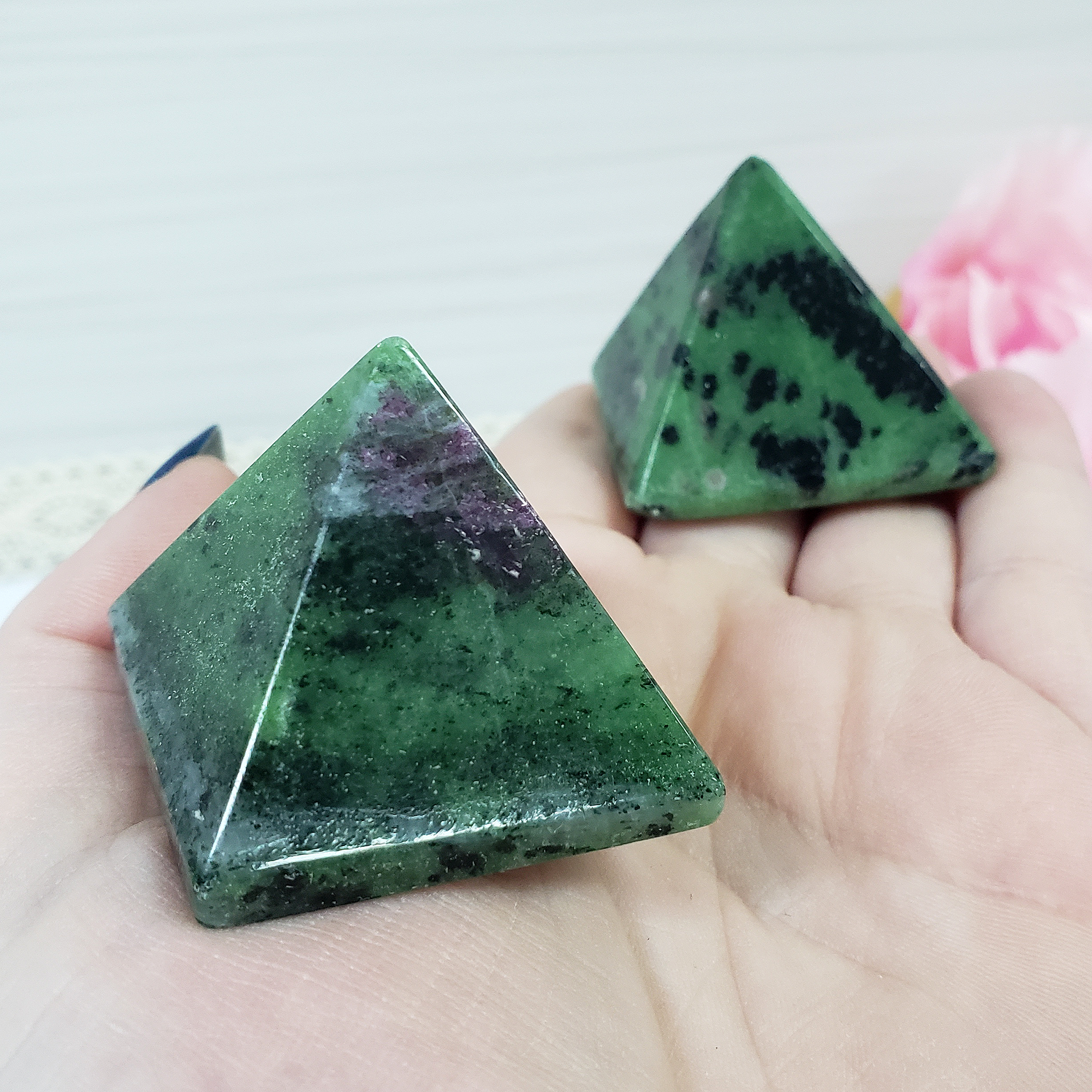 Ruby Zoisite Stone Natural Gemstone Crystal Pyramid | 30-35mm - 4