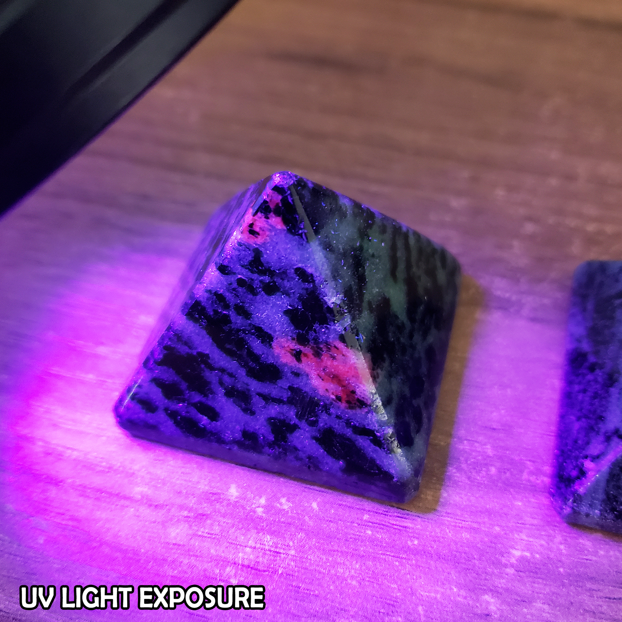 Ruby Zoisite Stone Natural Gemstone Crystal Pyramid | 30-35mm - Ruby Fluoresces Under UV Light