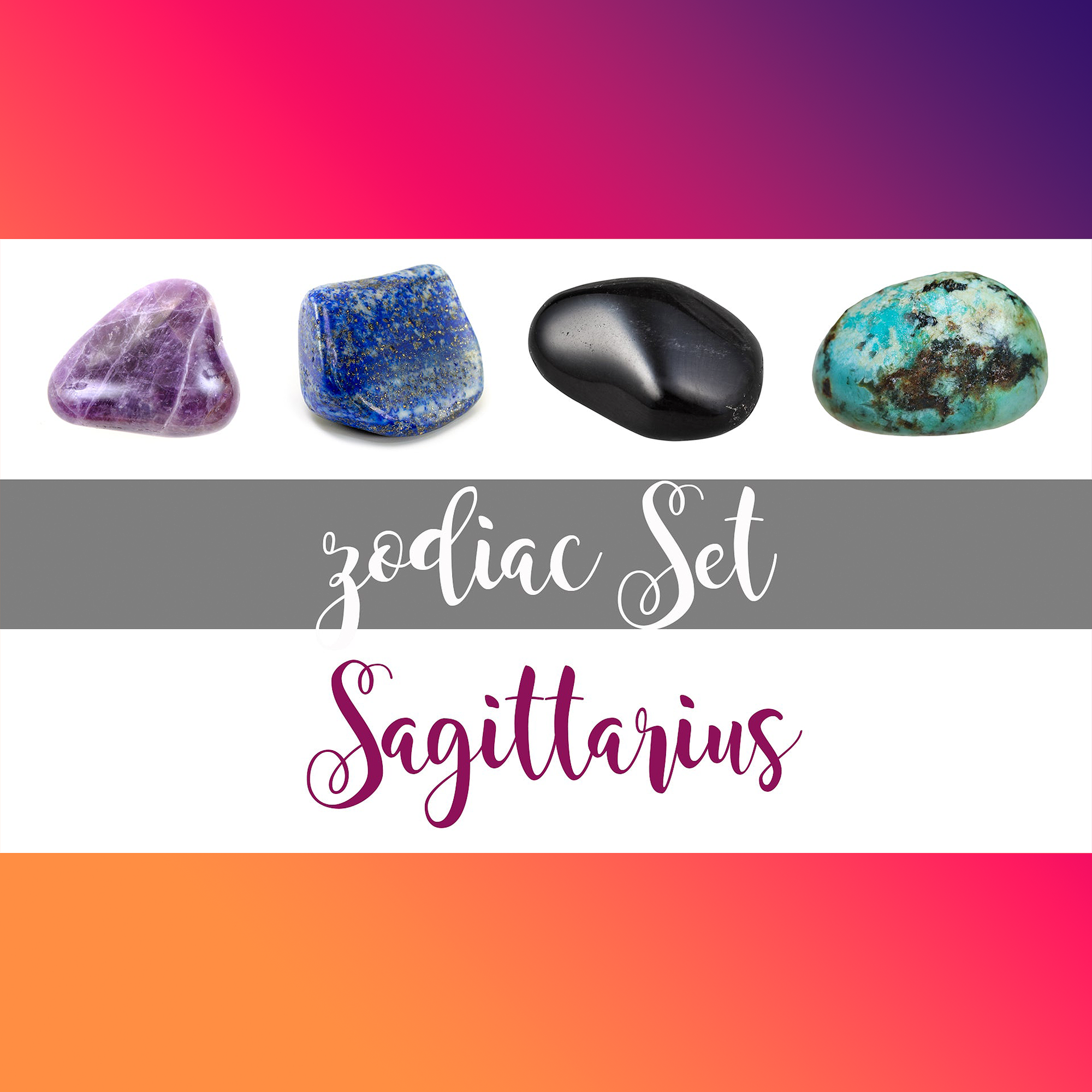 Sagittarius Horoscope Zodiac Crystals | 4 Stone Set with Pouch