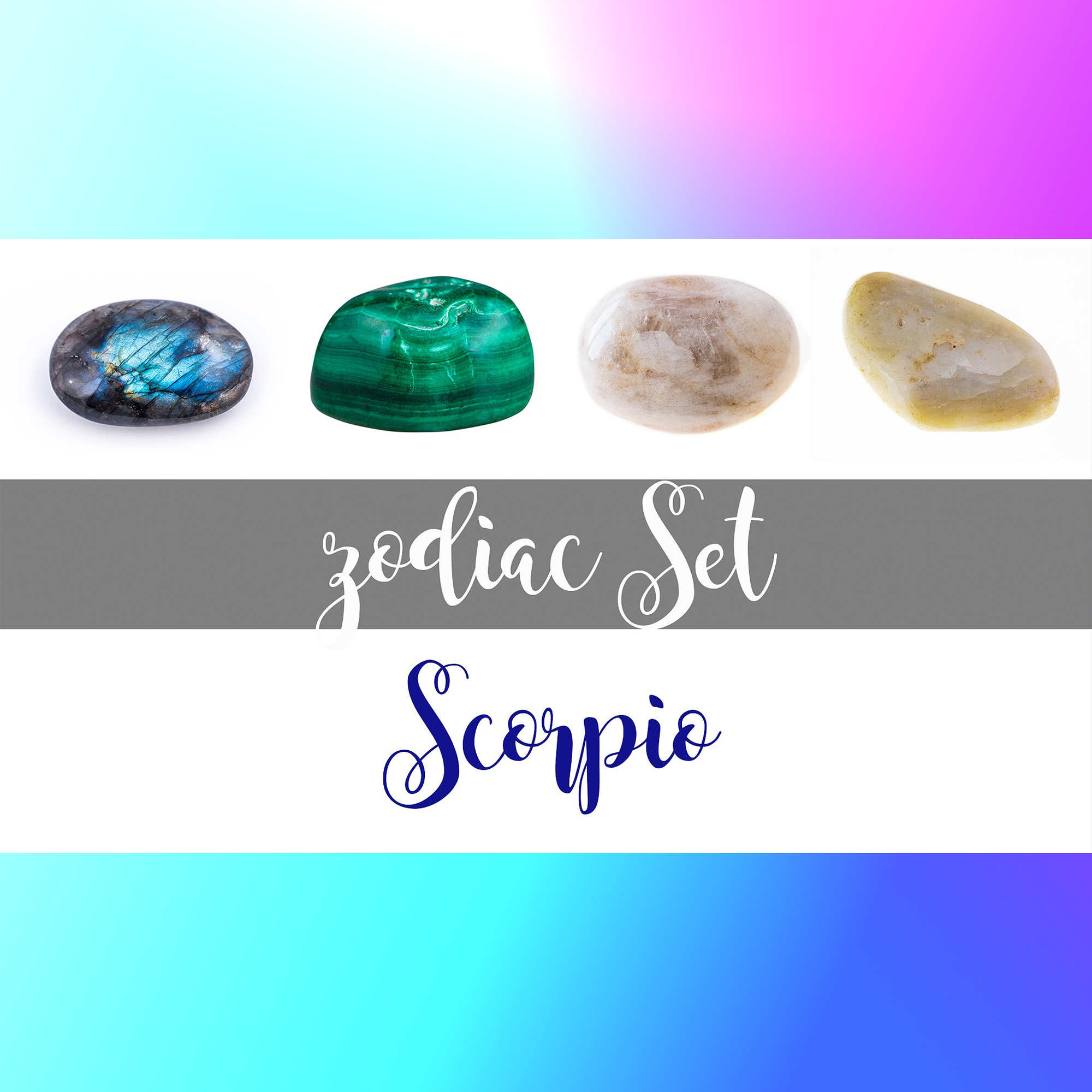 Scorpio Horoscope Zodiac Crystals | 4 Stone Set with Pouch