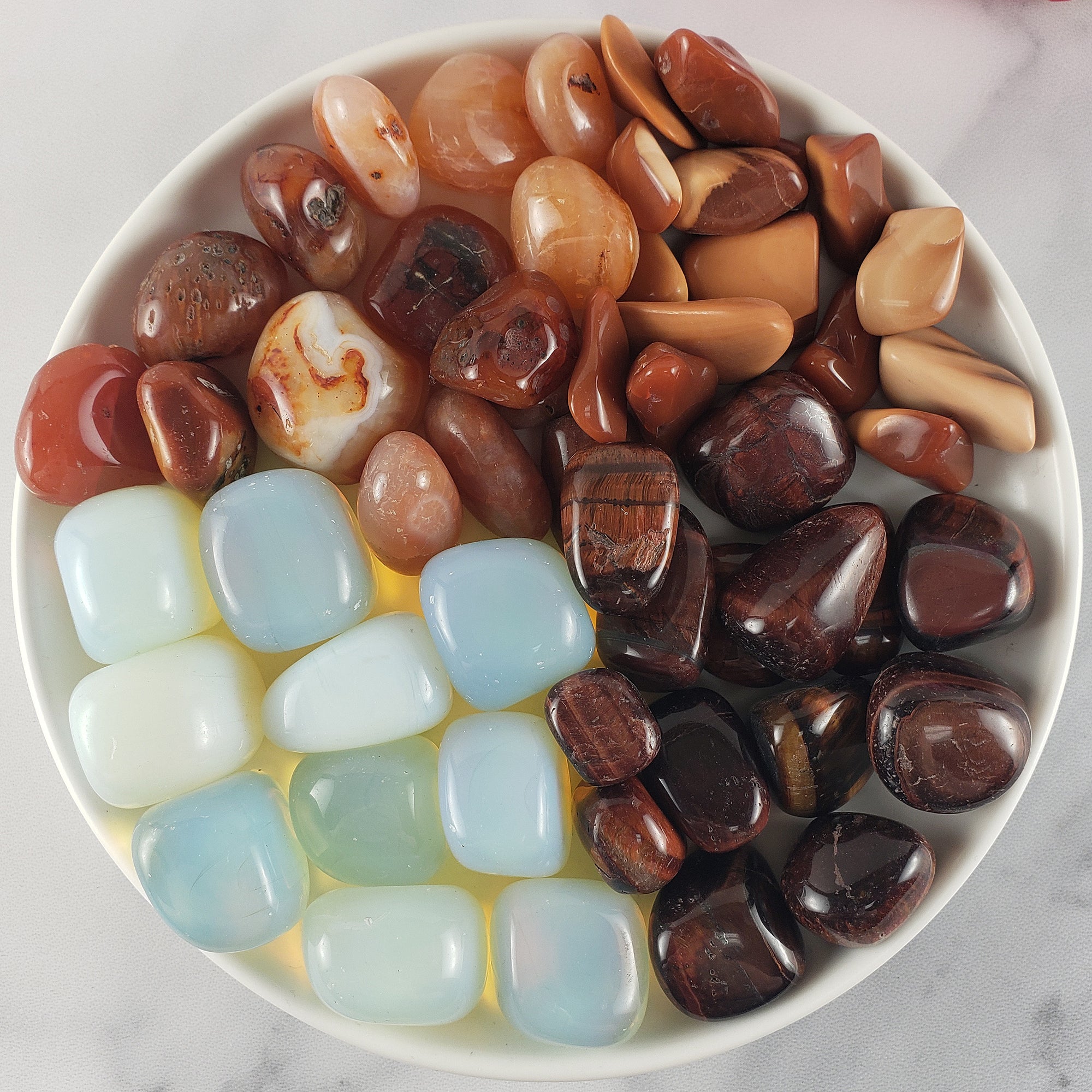 Tumbled Stones Crystal Set for Passion &amp; Confidence | Red Tigers Eye, Opalite, Carnelian, Red Opal - Passionate Romance, Love