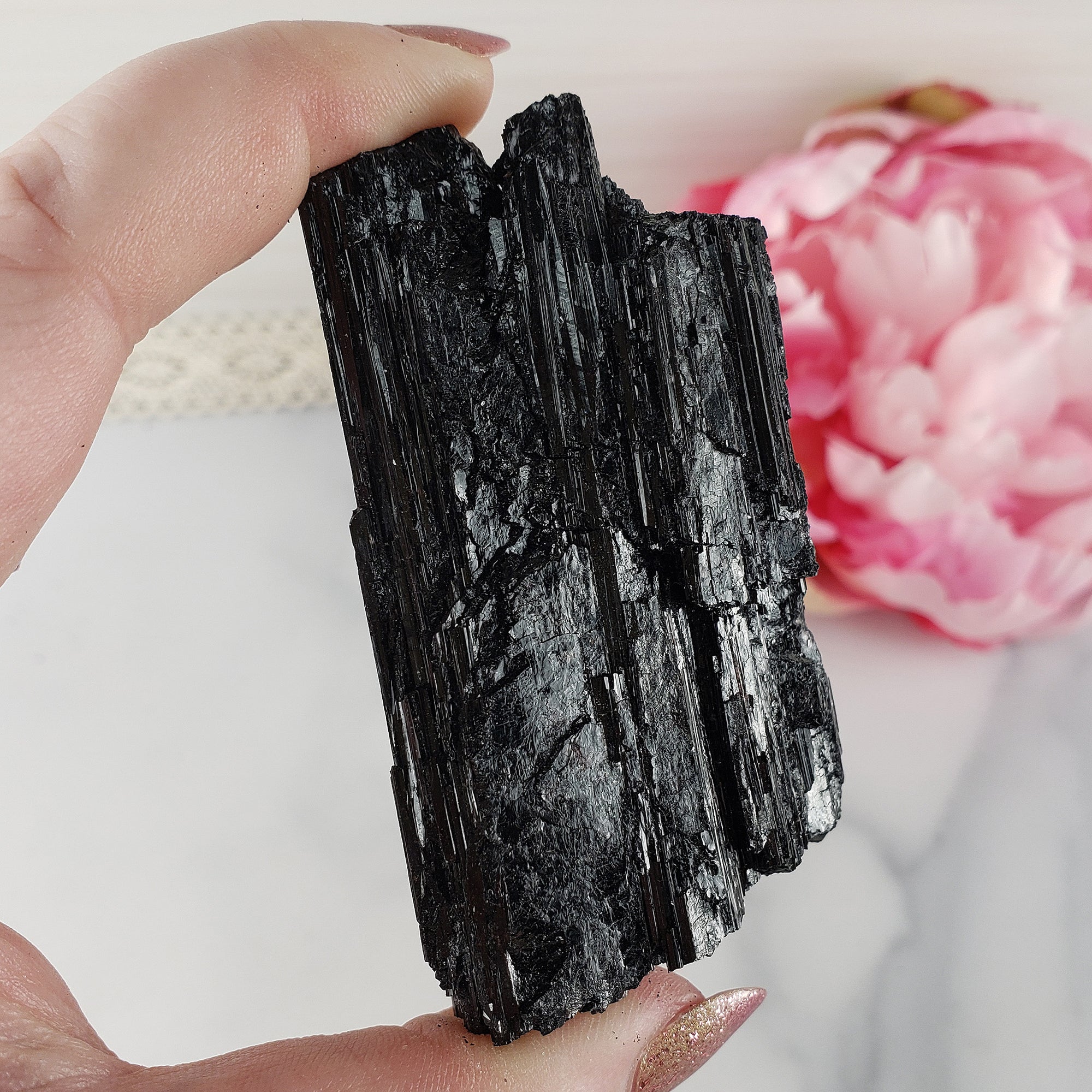 Unique Large Raw Black Tourmaline Crystal Natural Rough Gemstone | Shield