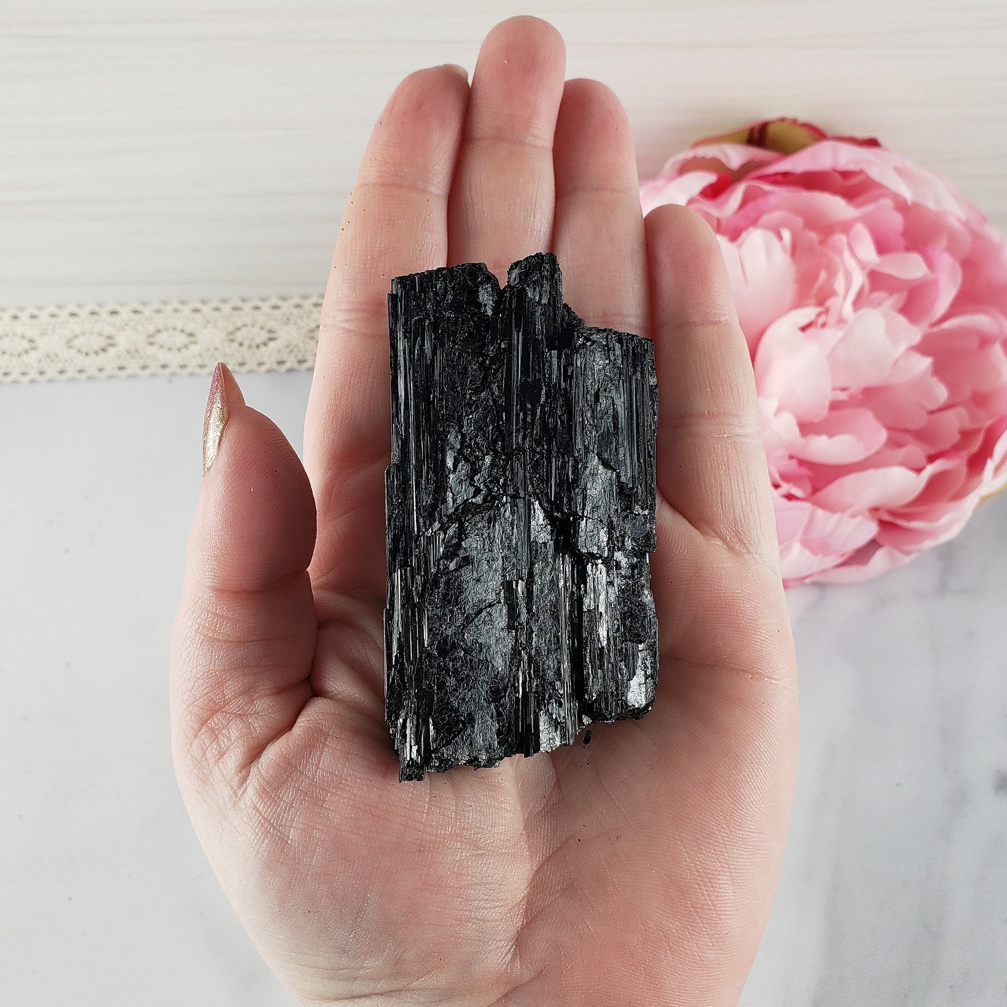 Unique Large Raw Black Tourmaline Crystal Natural Rough Gemstone | Shield - 1