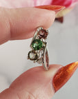 Pink Tourmaline, Green Tourmaline, & Yellow Tourmaline Crystal Natural Gemstone 925 Sterling Silver Ring | Size 5  - 1