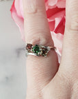 Pink Tourmaline, Green Tourmaline, & Yellow Tourmaline Crystal Natural Gemstone 925 Sterling Silver Ring | Size 5 - 2