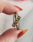 Pink Tourmaline, Yellow Tourmaline, & Green Tourmaline Crystal Natural Gemstone 925 Sterling Silver Ring | Size 8 - D