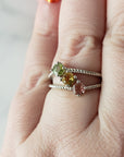 Pink Tourmaline, Yellow Tourmaline, & Green Tourmaline Crystal Natural Gemstone 925 Sterling Silver Ring | Size 8 - B