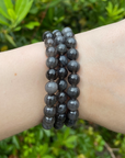 Smoky Obsidian Crystal Manmade Gemstone 6-8mm Beaded Bracelet - 5