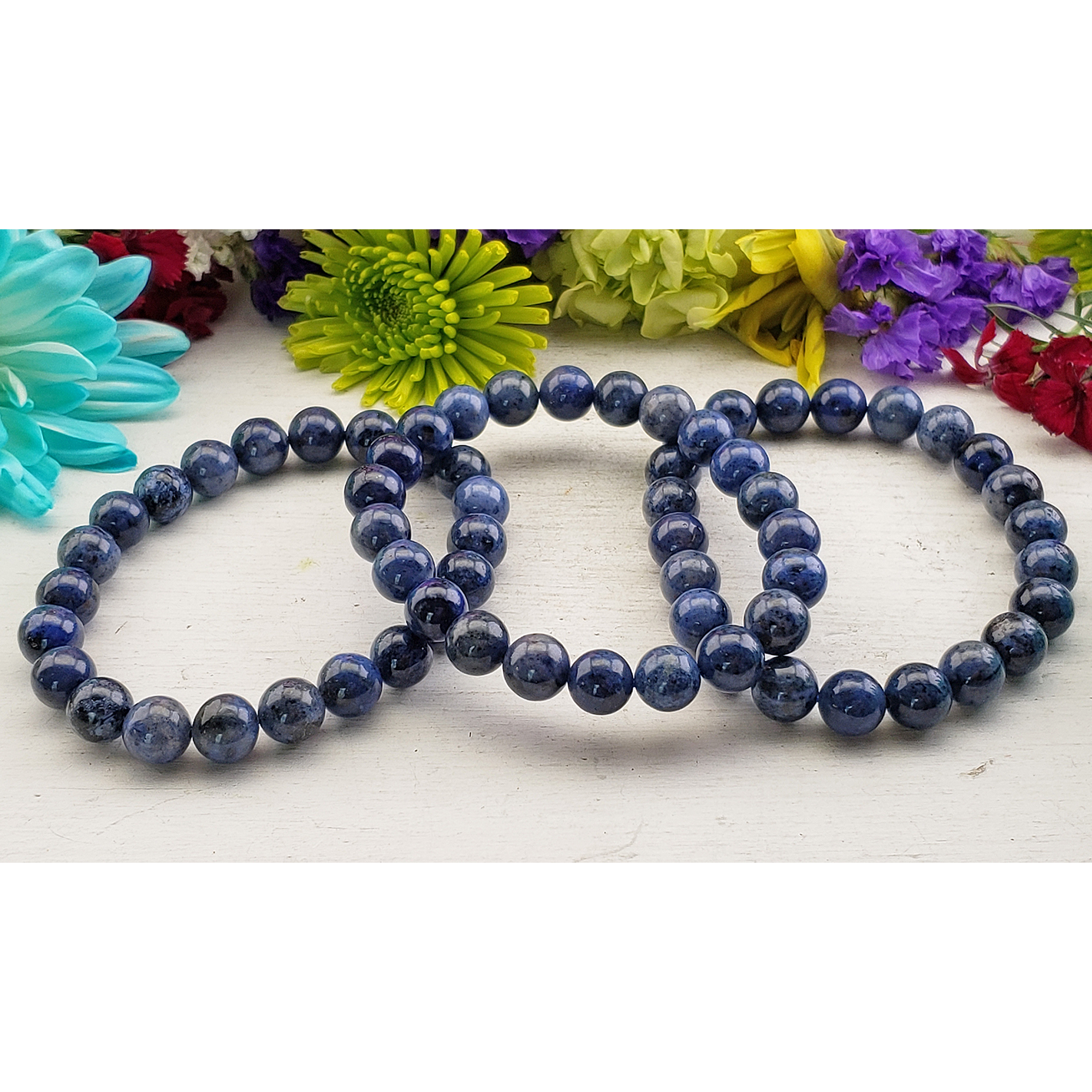 Blue Sodalite Crystal Natural Gemstone 7-8mm Beaded Bracelet - 7