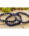 Blue Sodalite Crystal Natural Gemstone 7-8mm Beaded Bracelet - 8