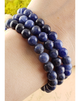 Blue Sodalite Crystal Natural Gemstone 7-8mm Beaded Bracelet - 9