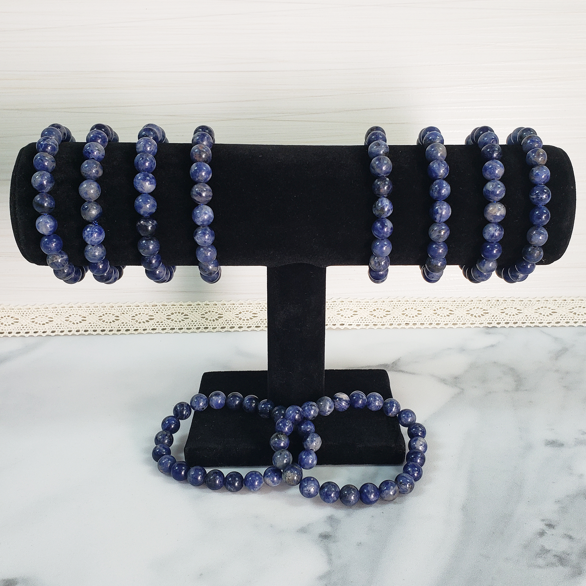 Blue Sodalite Crystal Natural Gemstone 7-8mm Beaded Bracelet