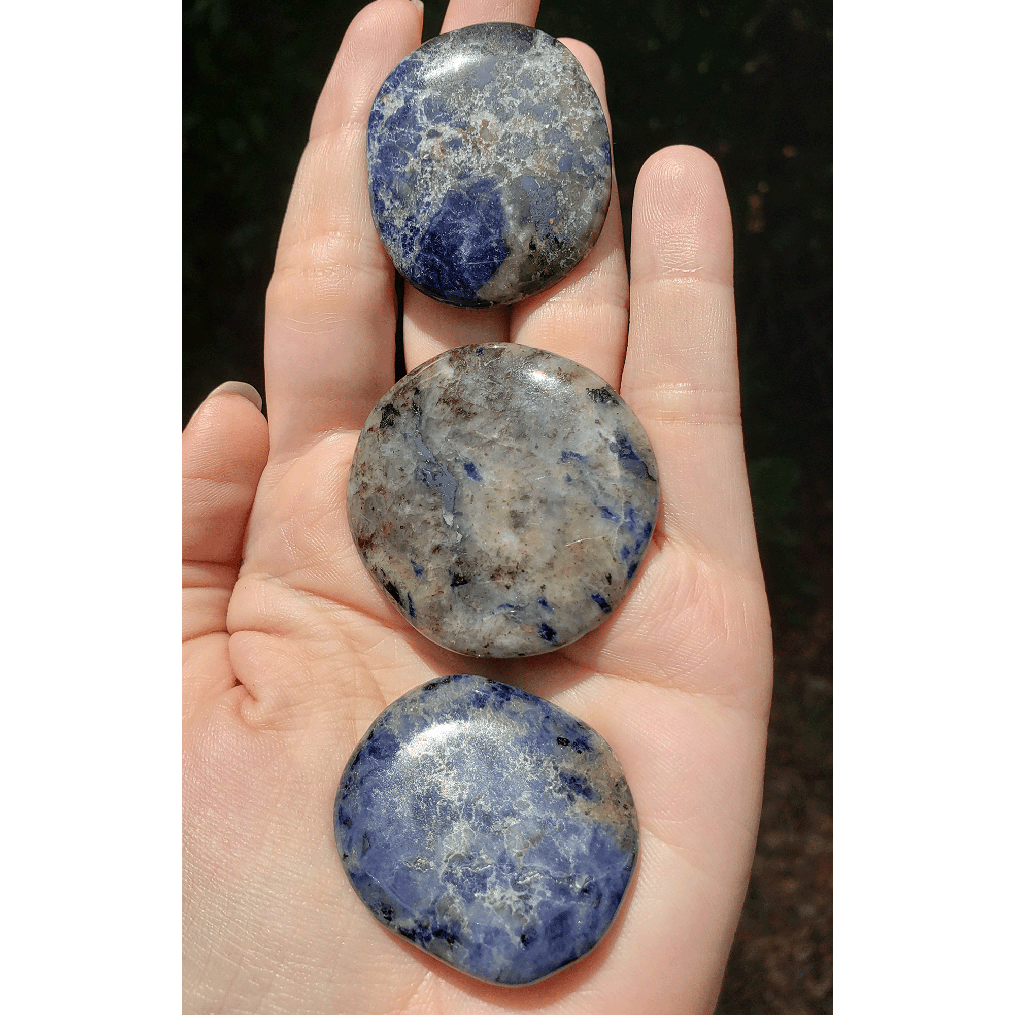 Sodalite Natural Crystal Palm Stone Worry Stone Meditation Tool - 1
