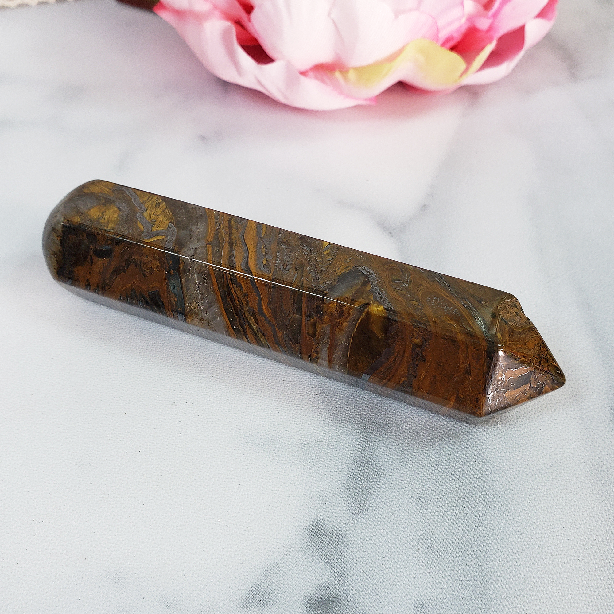 Unique Tiger Iron Hematite Stone Natural Crystal Wand Massage Tool | South - 7