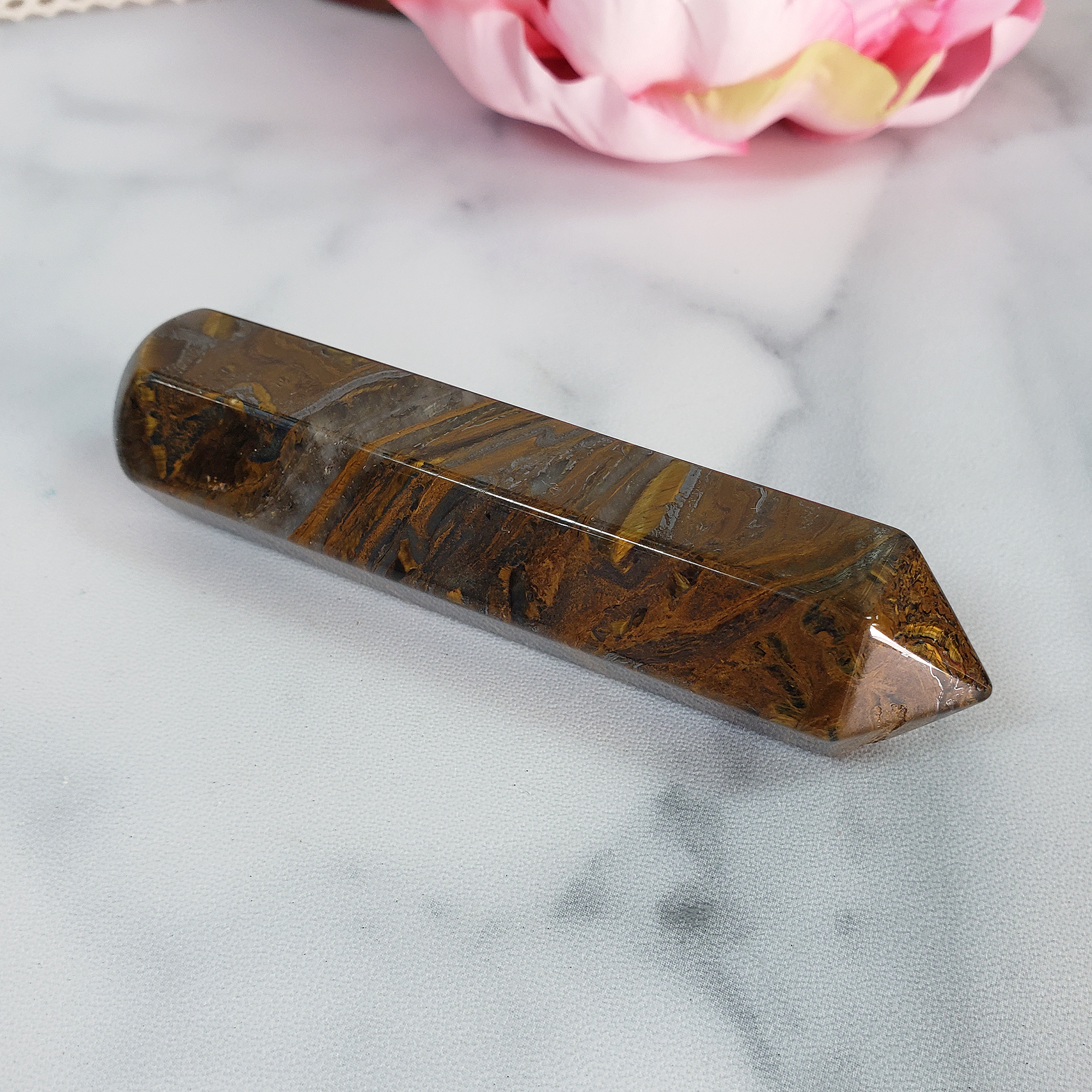 Unique Tiger Iron Hematite Stone Natural Crystal Wand Massage Tool | South