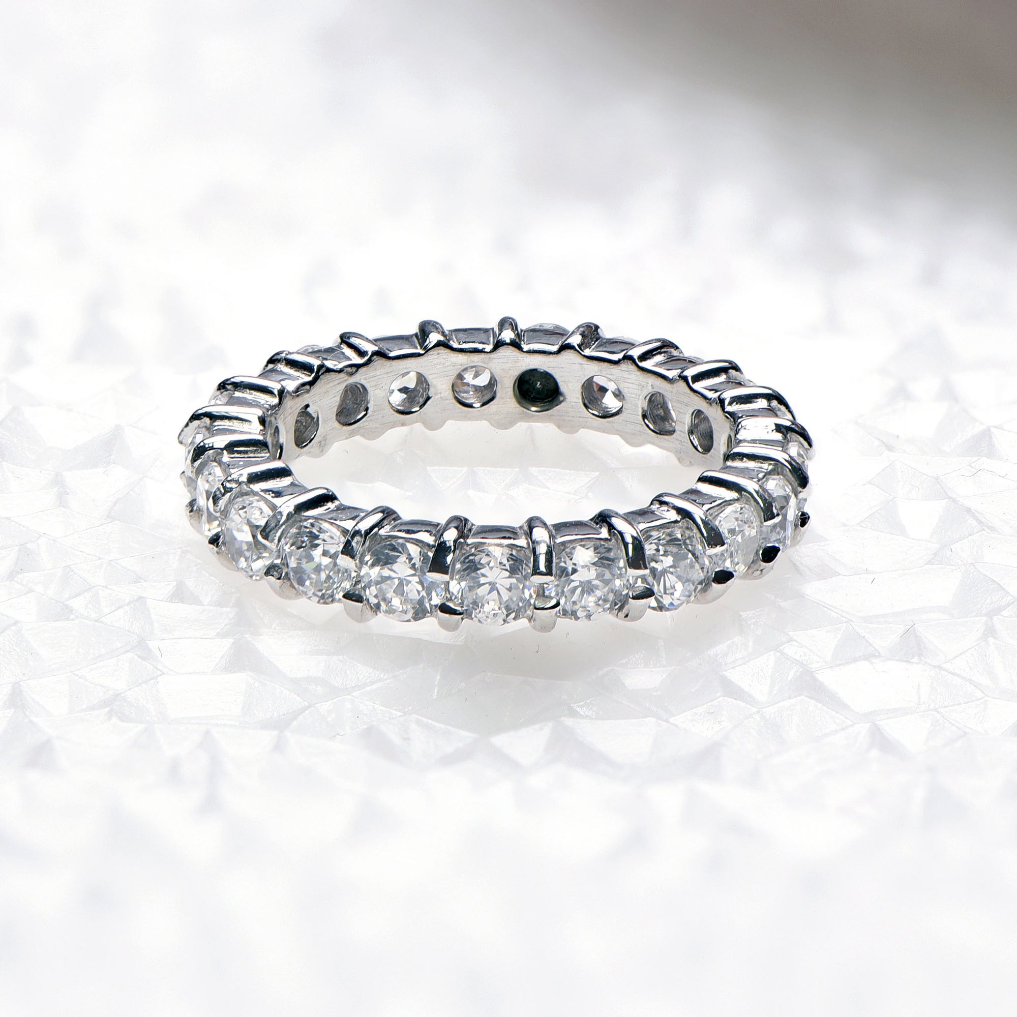 Sterling Silver CZ Eternity Band - Size 6