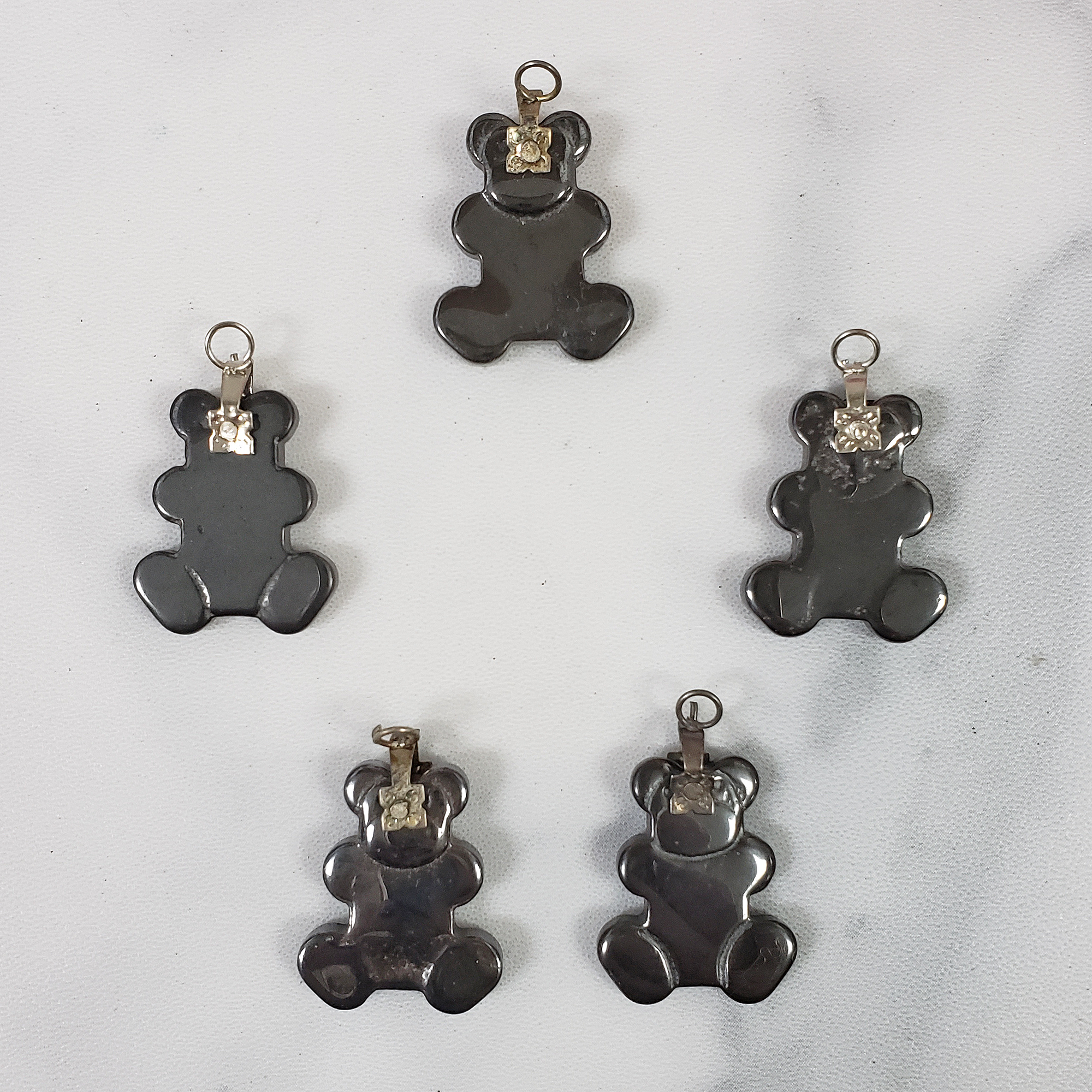 Hematite Stone Teddy Bear Pendant Natural Gemstone Pendant - 1