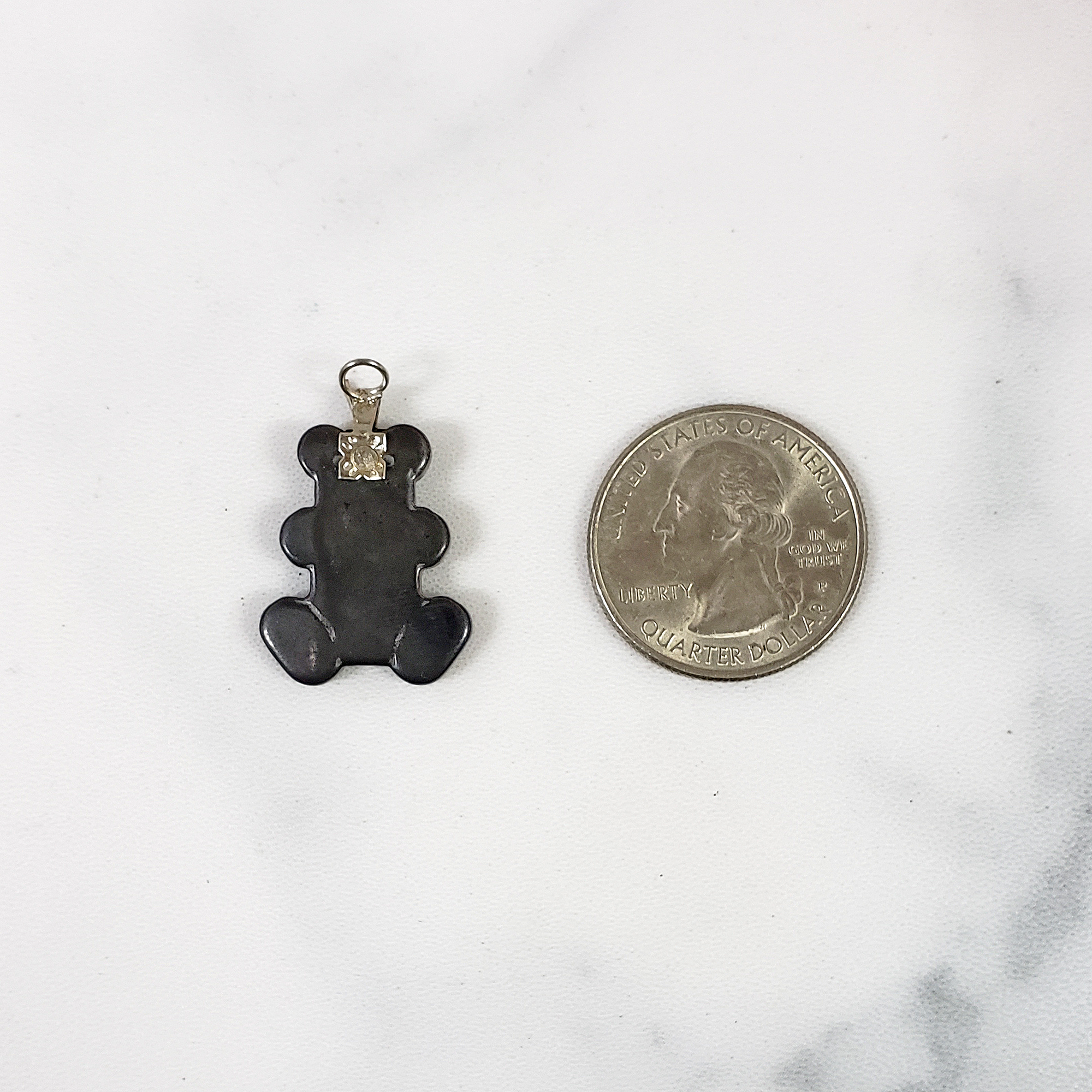 Hematite Stone Teddy Bear Pendant Natural Gemstone Pendant - 2