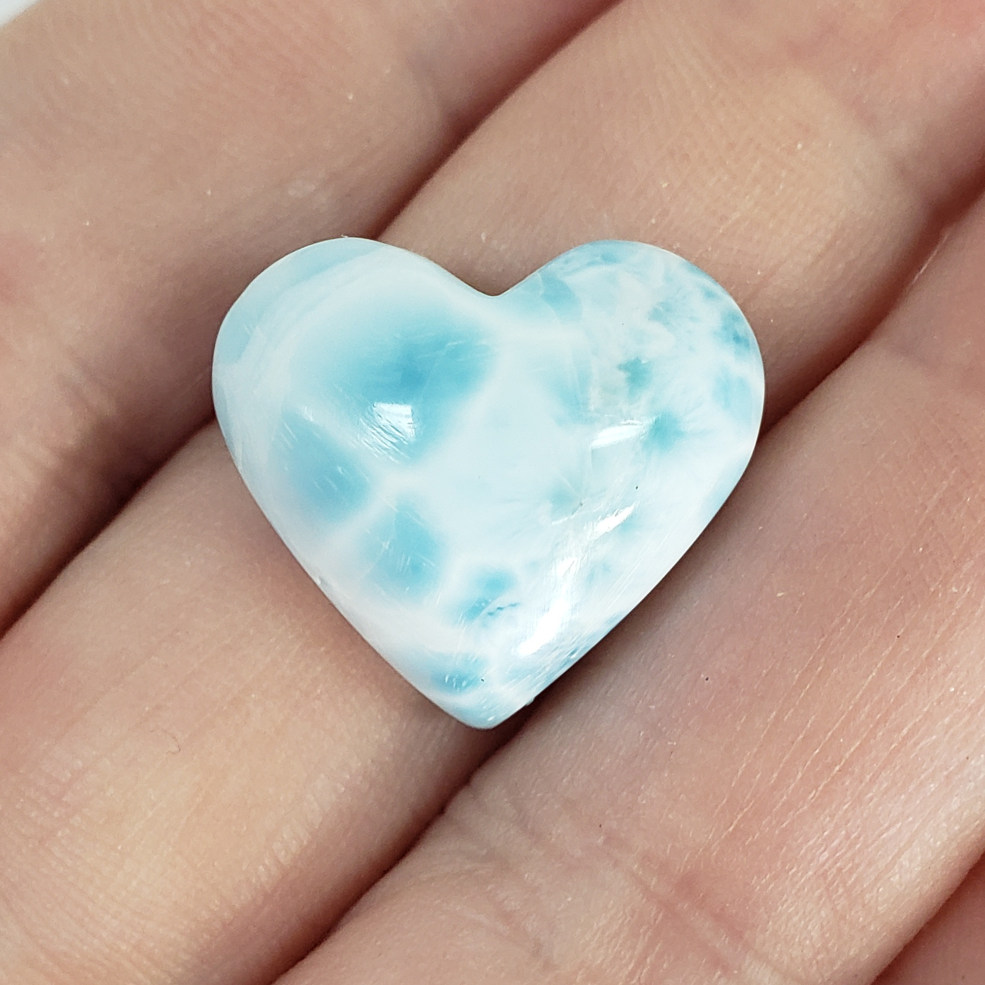 Unique High Quality Larimar Stone Heart Natural Gemstone Cabochon | Thurisaz - 1