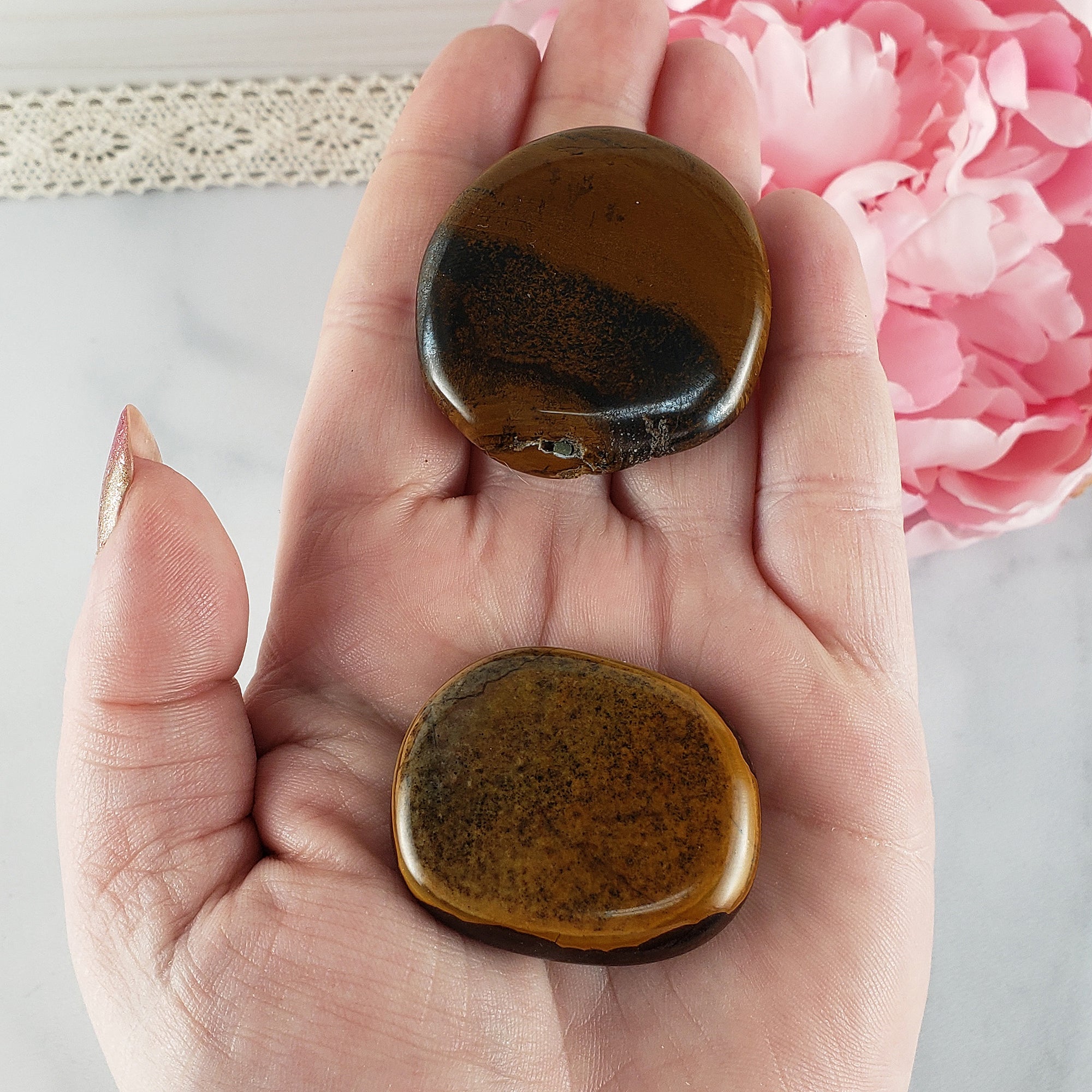 Tiger Iron Natural Crystal Palm Stone Worry Stone Meditation Tool - 1
