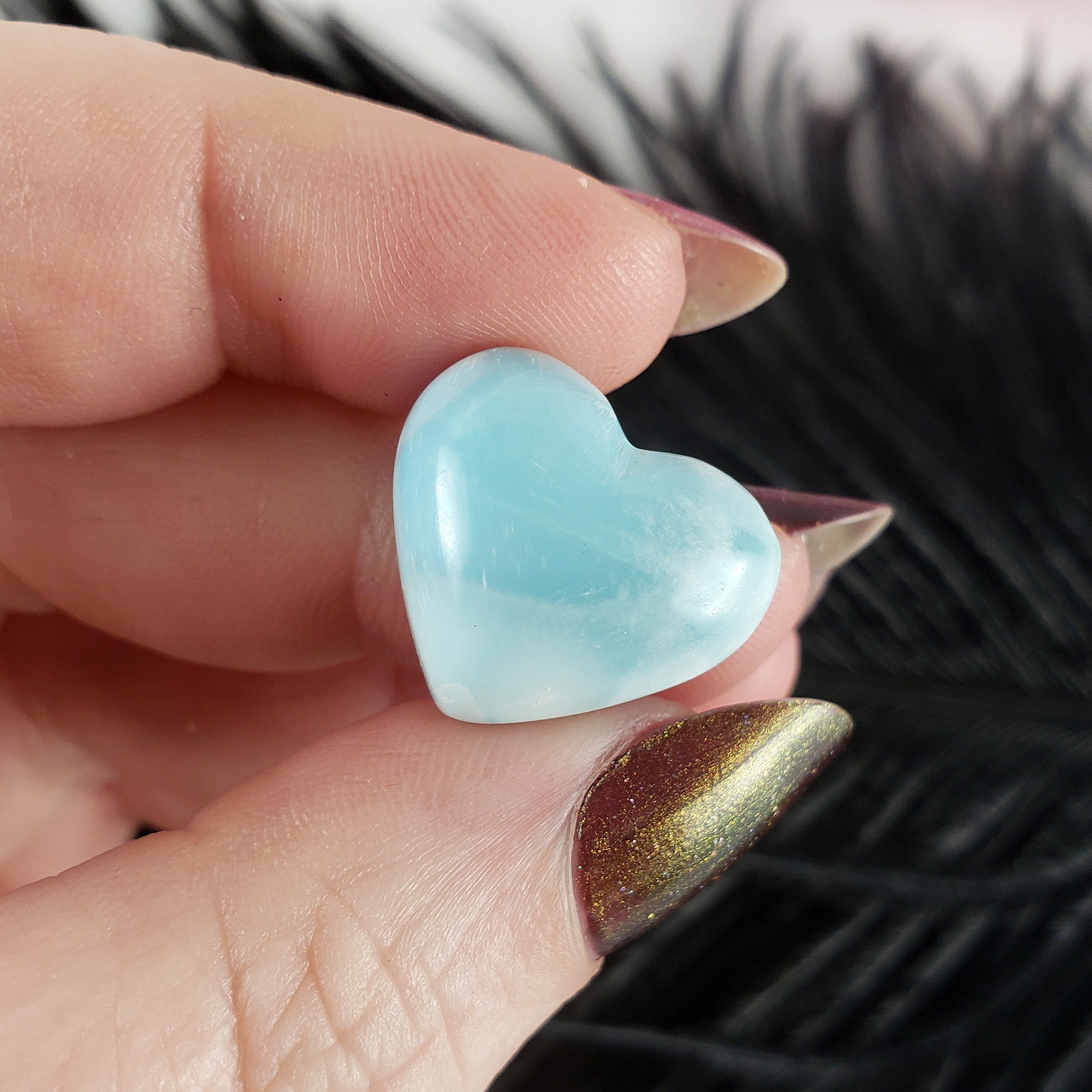 Unique High Quality Larimar Stone Heart Natural Gemstone Cabochon | Tiwaz - 1